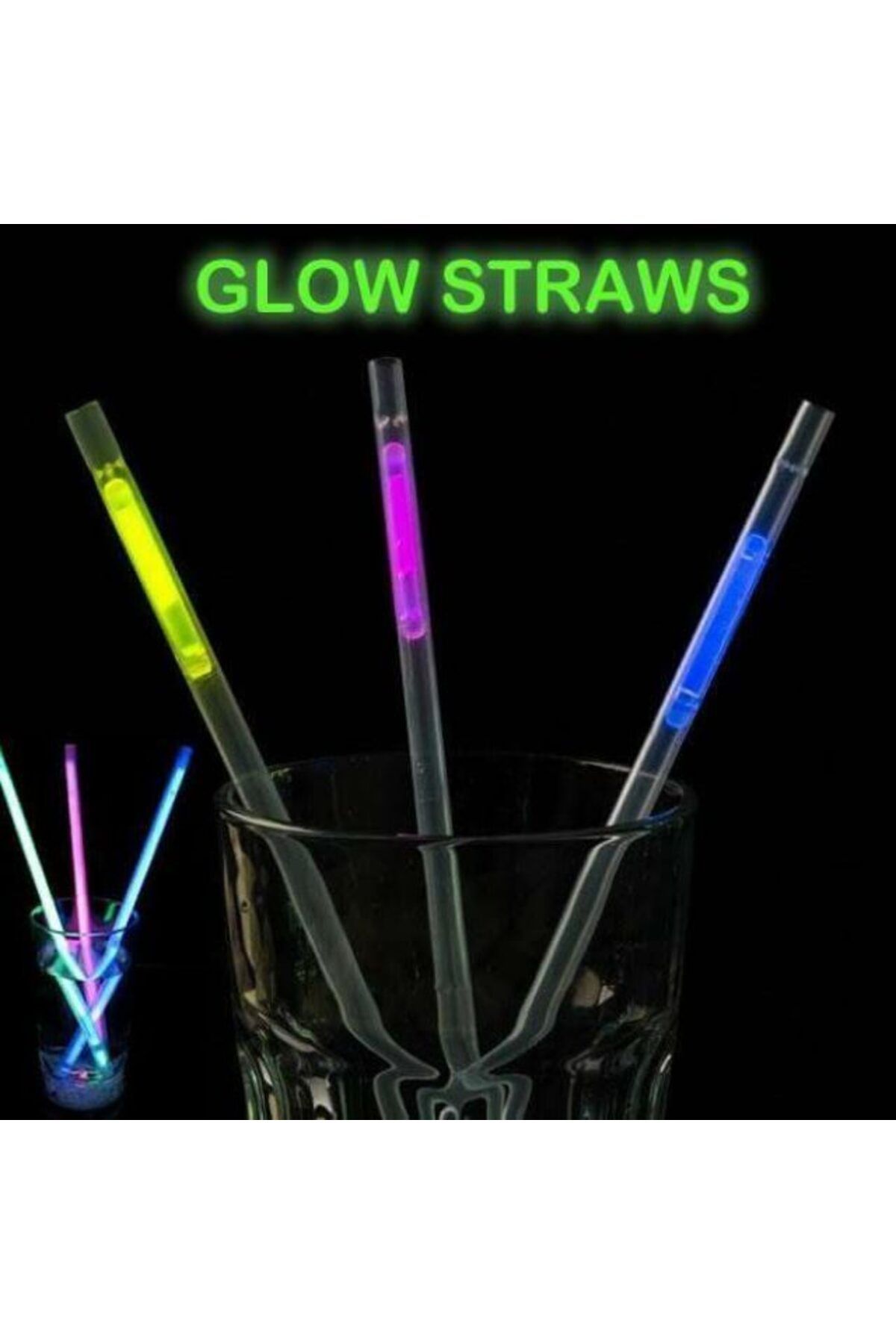 Astra Market Karanlıkta Parlayan Glow Fosforlu Pipet 3 Renk 3 Adet