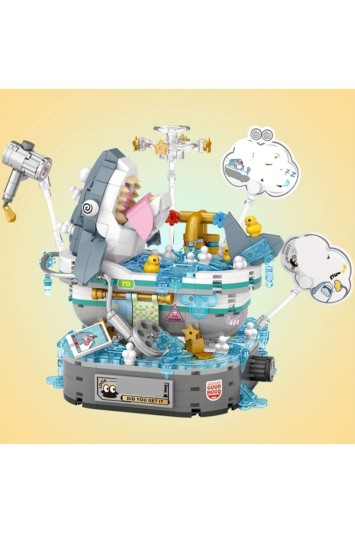 شارک حمام جدید و بامزه، شارک خوابیده، بلوک‌های ساختمانی مینیاتوری برای دکوراسیون خانه، هدیه سال نو، آموزشی…