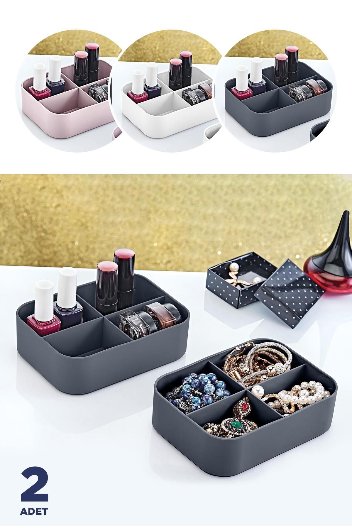 Okyanus Home Organizator Multifuncțional 2 Bucăți Cu Compartimente Midi - One Size