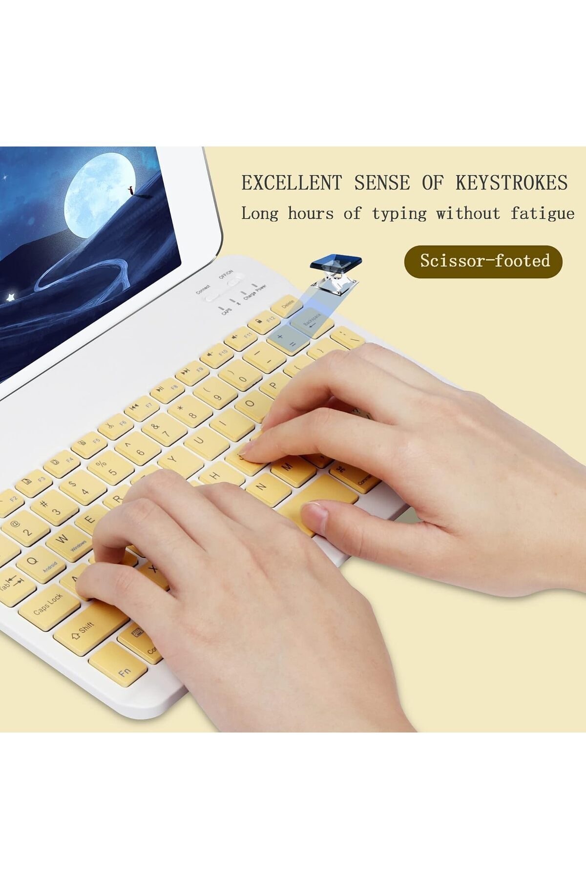fulina-Wireless Keyboard and Mouse Bluetooth,Rechargeable Wireless Mouse Keyboard Set,Yellow,10 inch 4