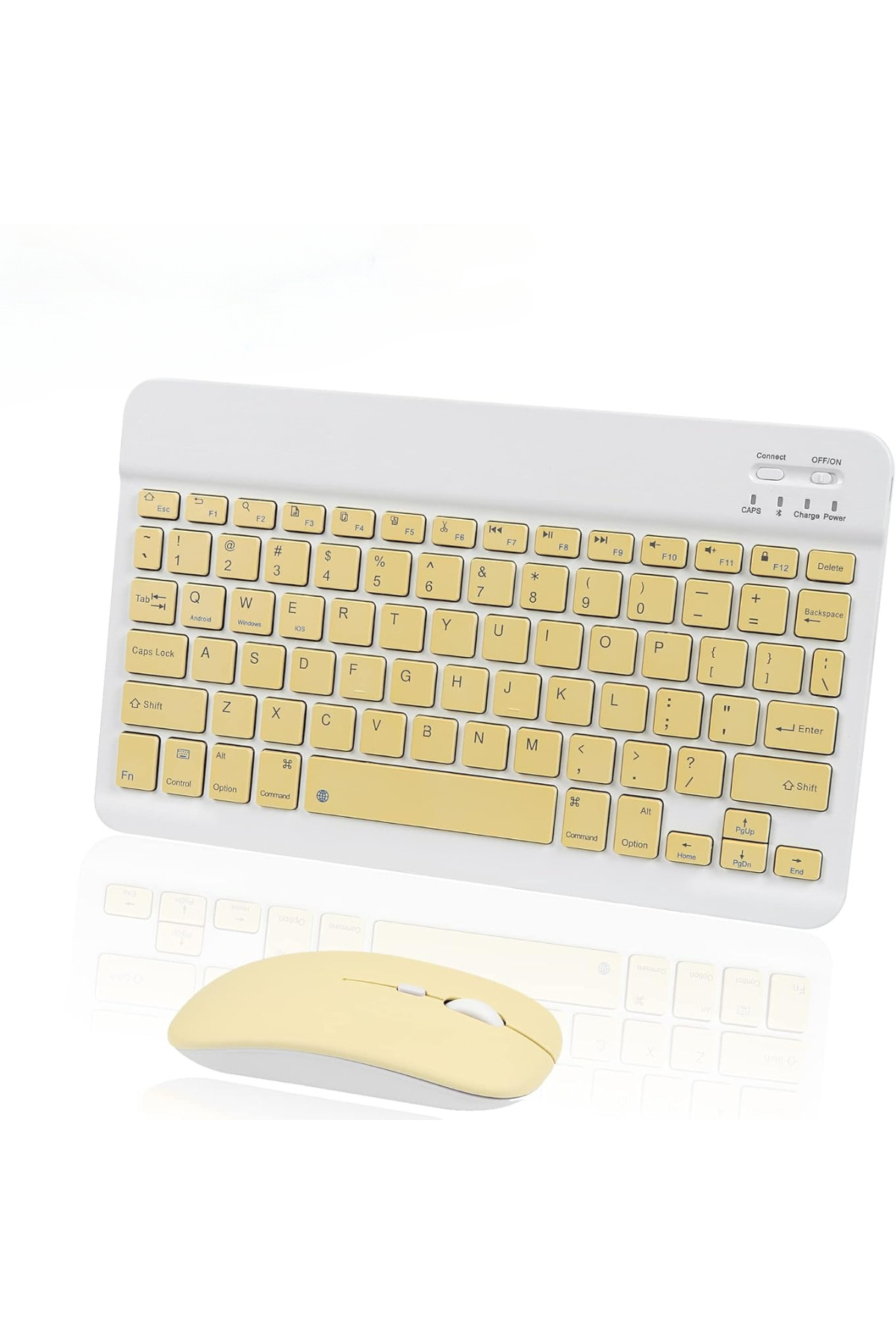 fulina-Wireless Keyboard and Mouse Bluetooth,Rechargeable Wireless Mouse Keyboard Set,Yellow,10 inch 1