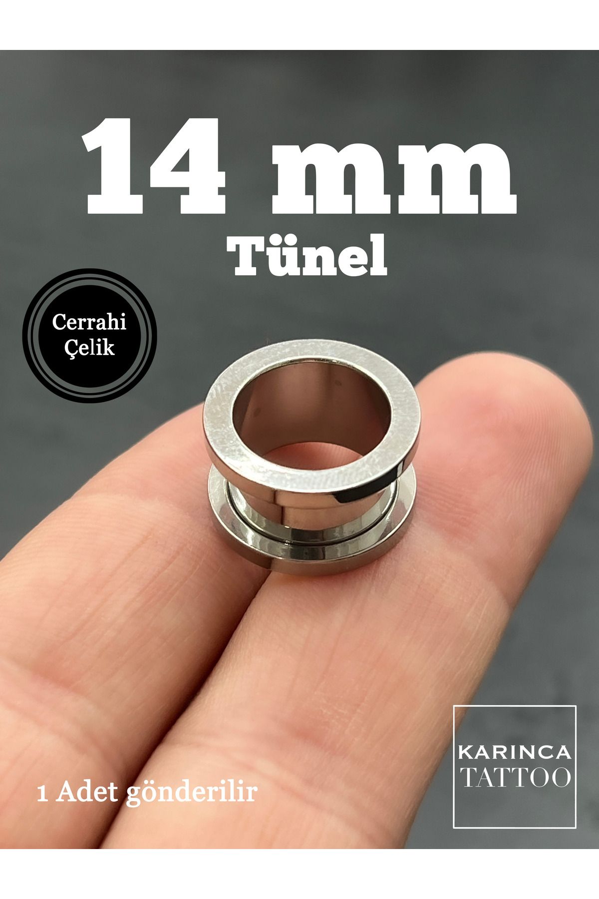 Karınca Piercing-14 mm Tunnel Piercing 100% 316L Surgical Steel 1