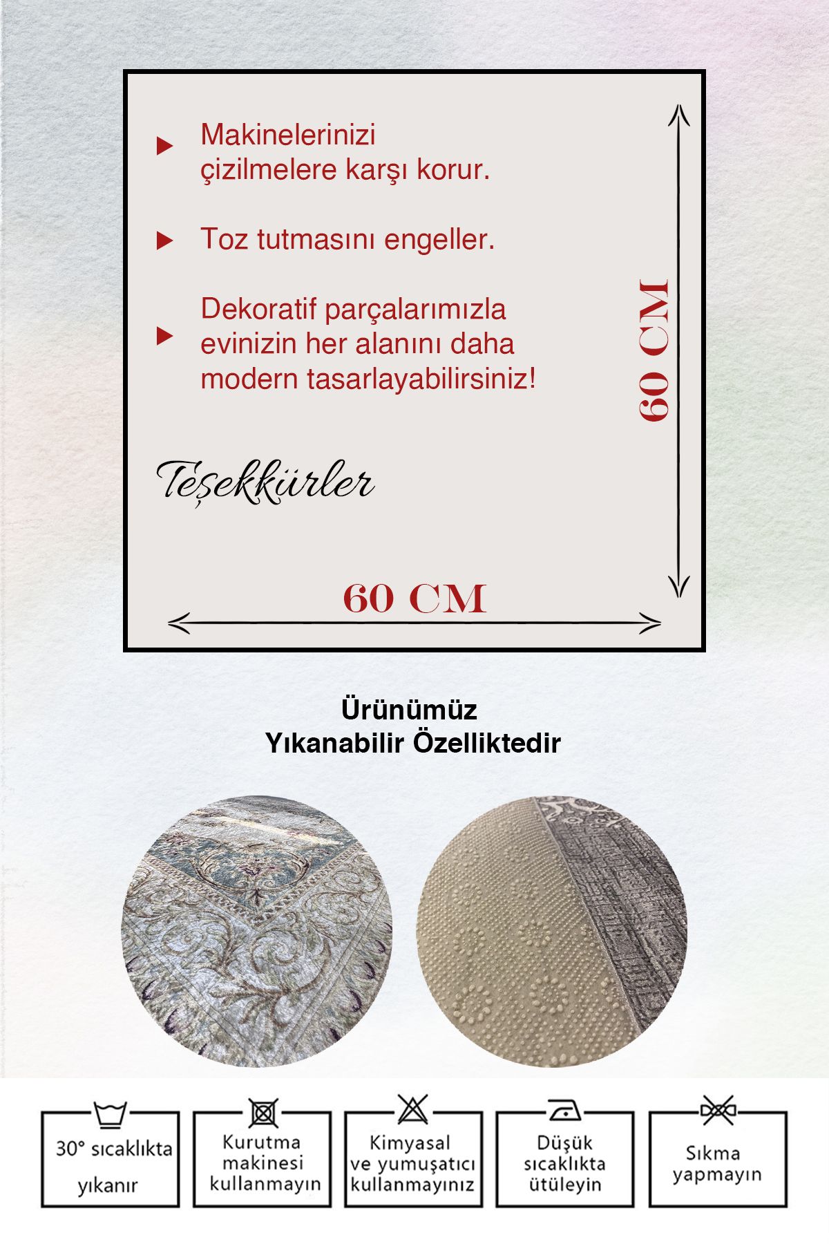 Homefesto-Anti-Slip Base Washing Machine Cmş09 Modern Useful Washable Mat Cover 6