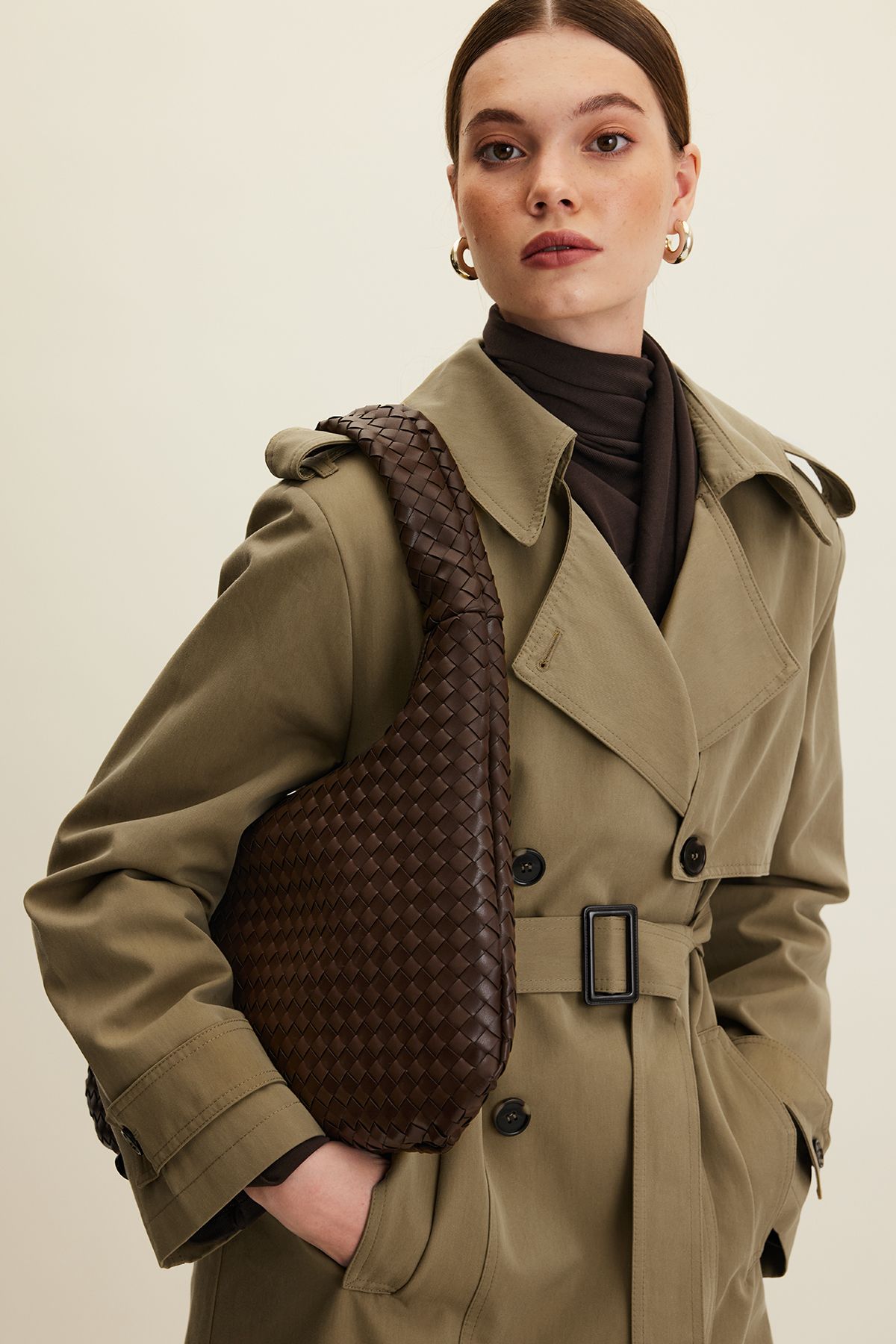 Manuka-Anika Khaki Trench Coat - Double Breasted and Belted 2