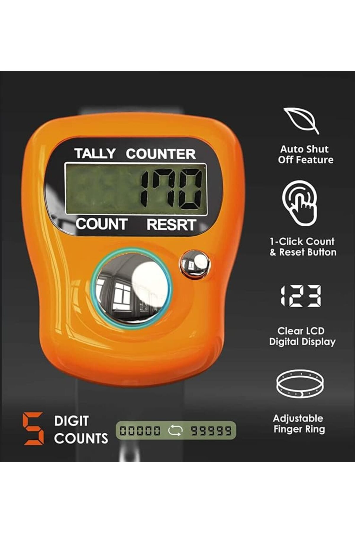 AWH-Superstar Finger Counter Clicker, 5-Pack Resettable 5-Digit Digital Tally Counter for Sports. 6