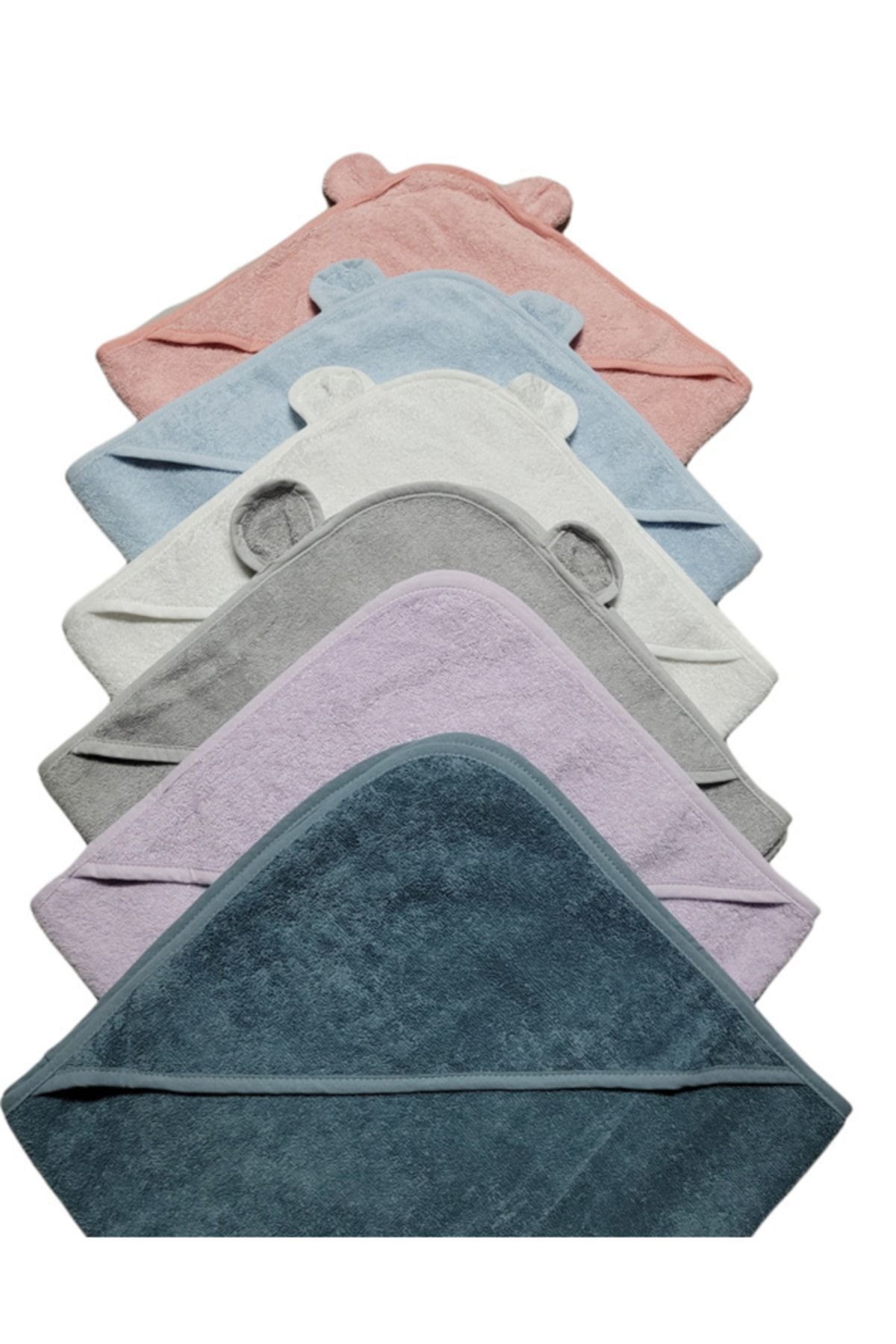 Alpar Tekstil Outlet Ürün Pamuklu Yumuşacık Kız- Erkek Bebek Banyo Havlu Kundak Gri/ Kulaklı fotoğrafı 2 (önizleme)