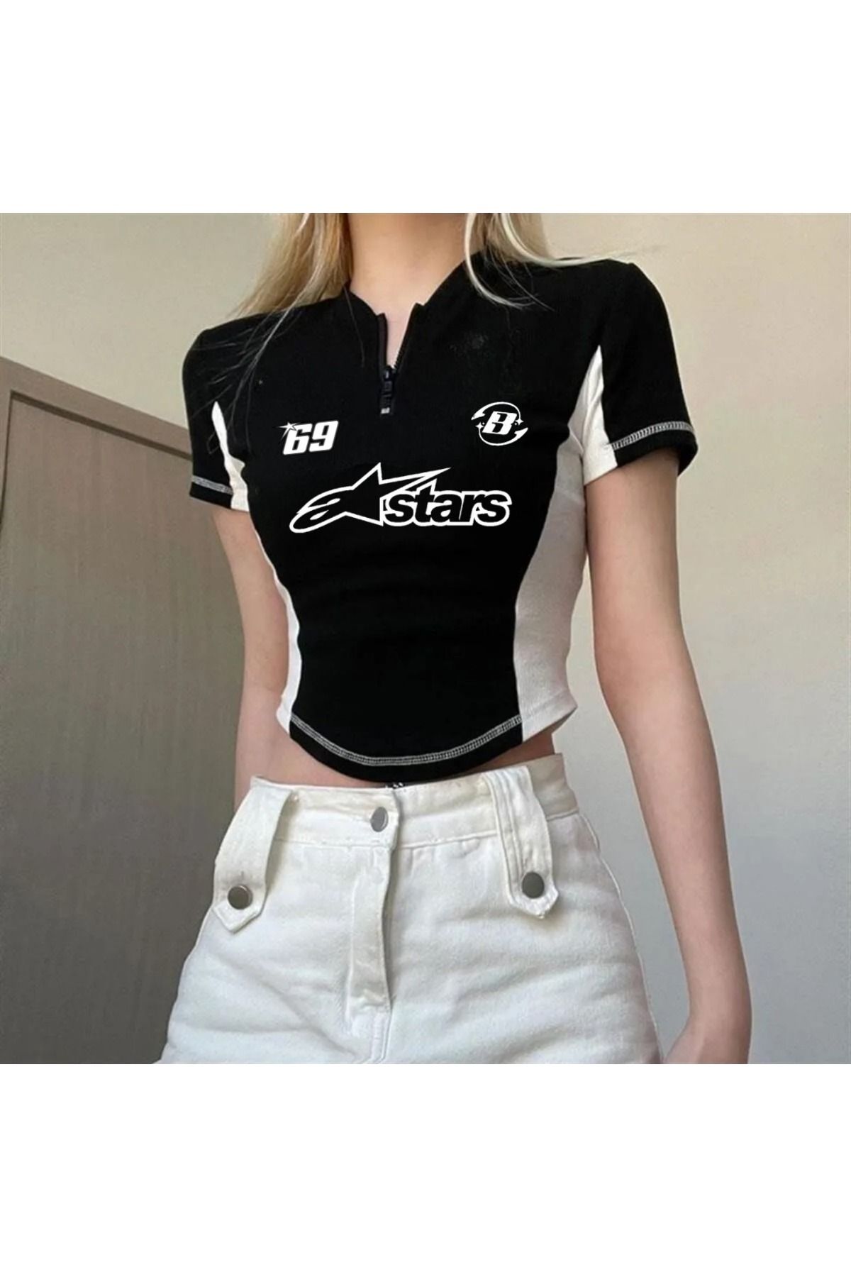 Touz Moda-Y2k Touz Wear Μαύρο Crop με φερμουάρ 1