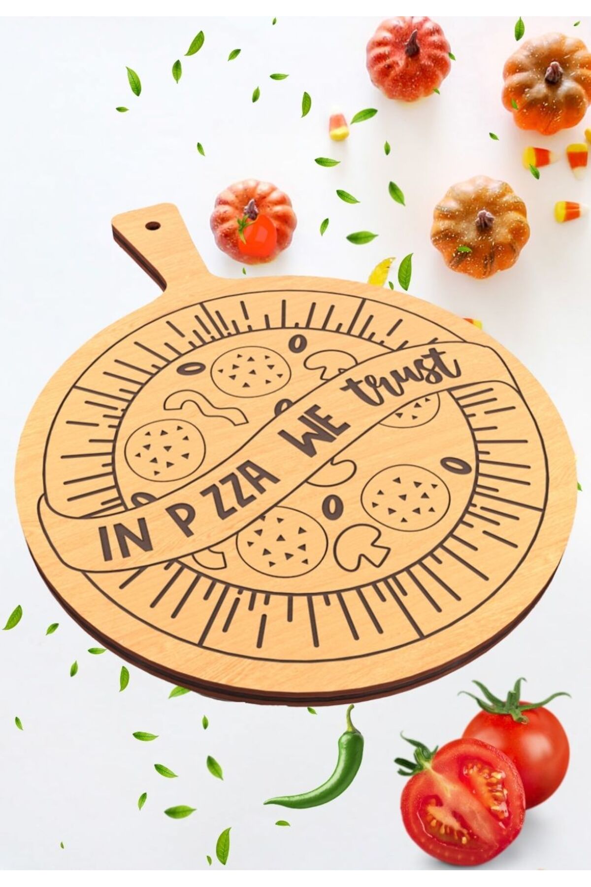 2 li Ahşap Pizza Sunum Tahtası 3