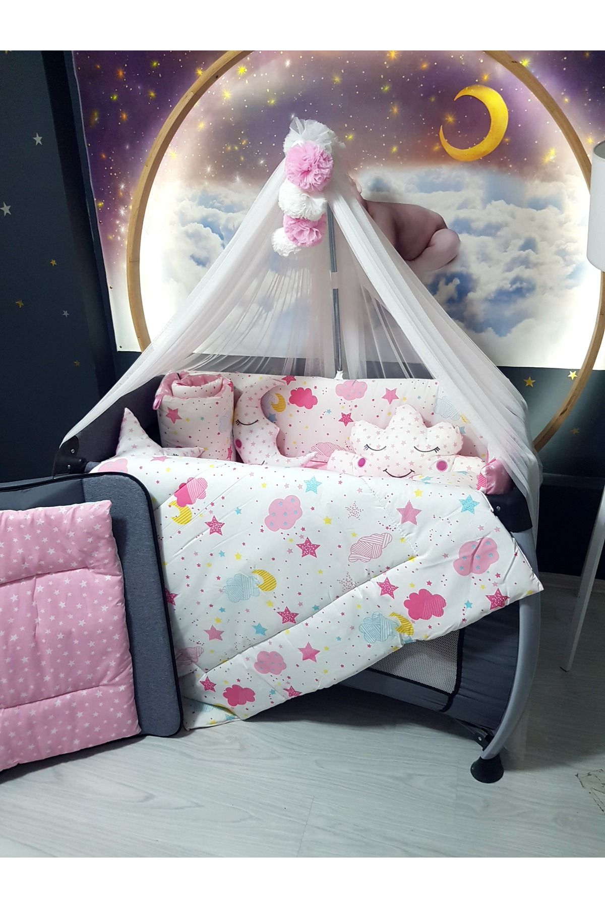 Baby Clime-70X120 Luxury Baby Sleeping Set with Mosquito Net 17 Pieces (Including Metal Apparatus) 5