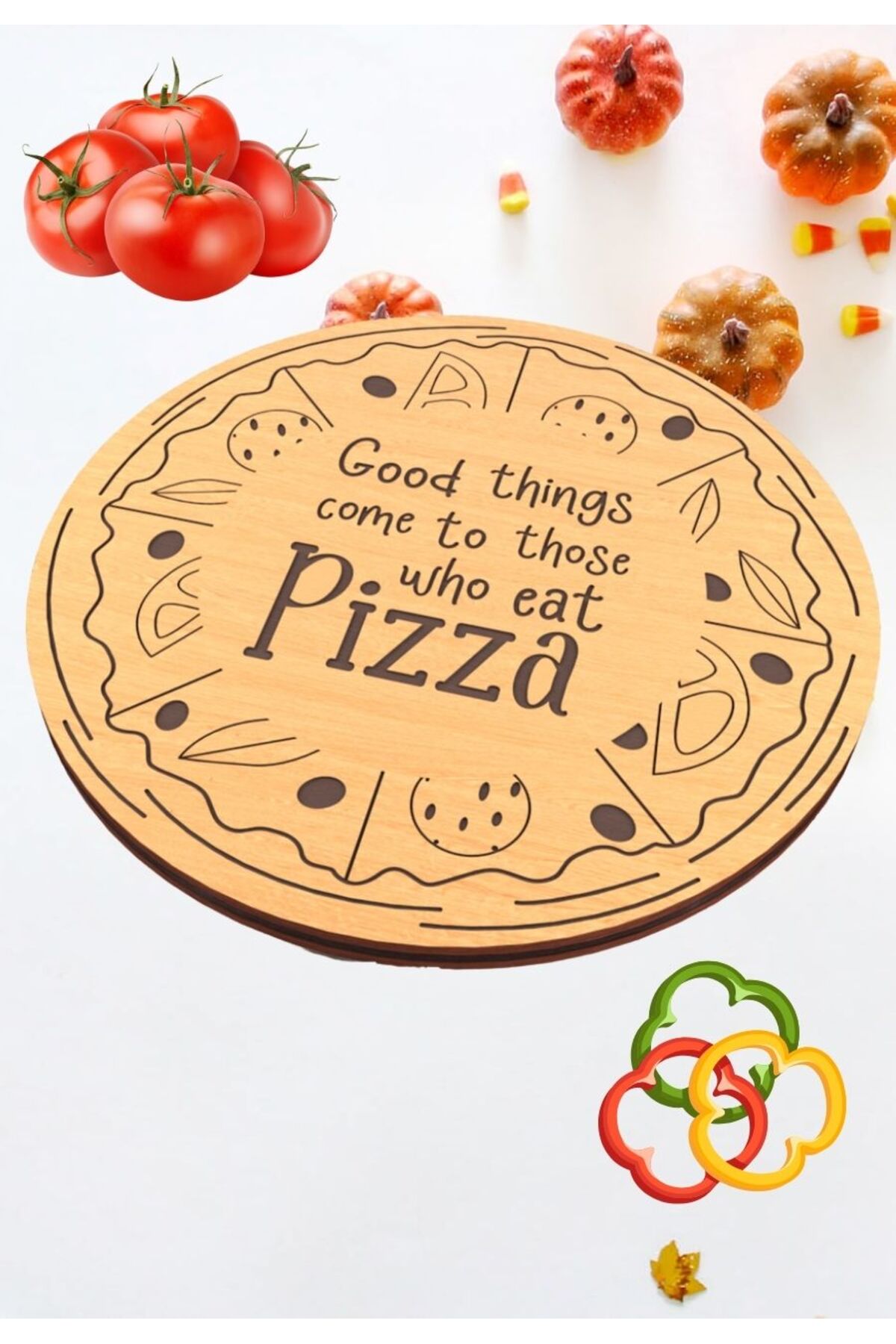 2 li Ahşap Pizza Sunum Tahtası 4