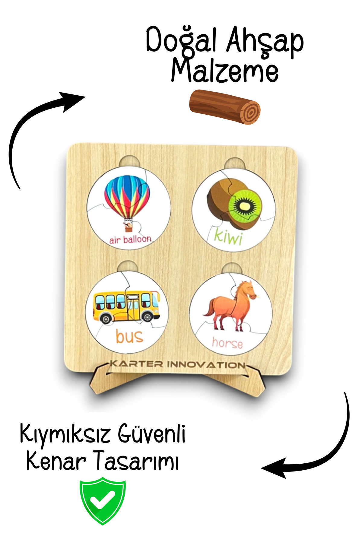 Karter İnovasyon Ahsap Ingilizce Kavram Ögrenme Seti, Ingilizce Meyveler, Ingilizce Hayvanlar, Ulasim Aracları fotoğrafı 2 (önizleme)