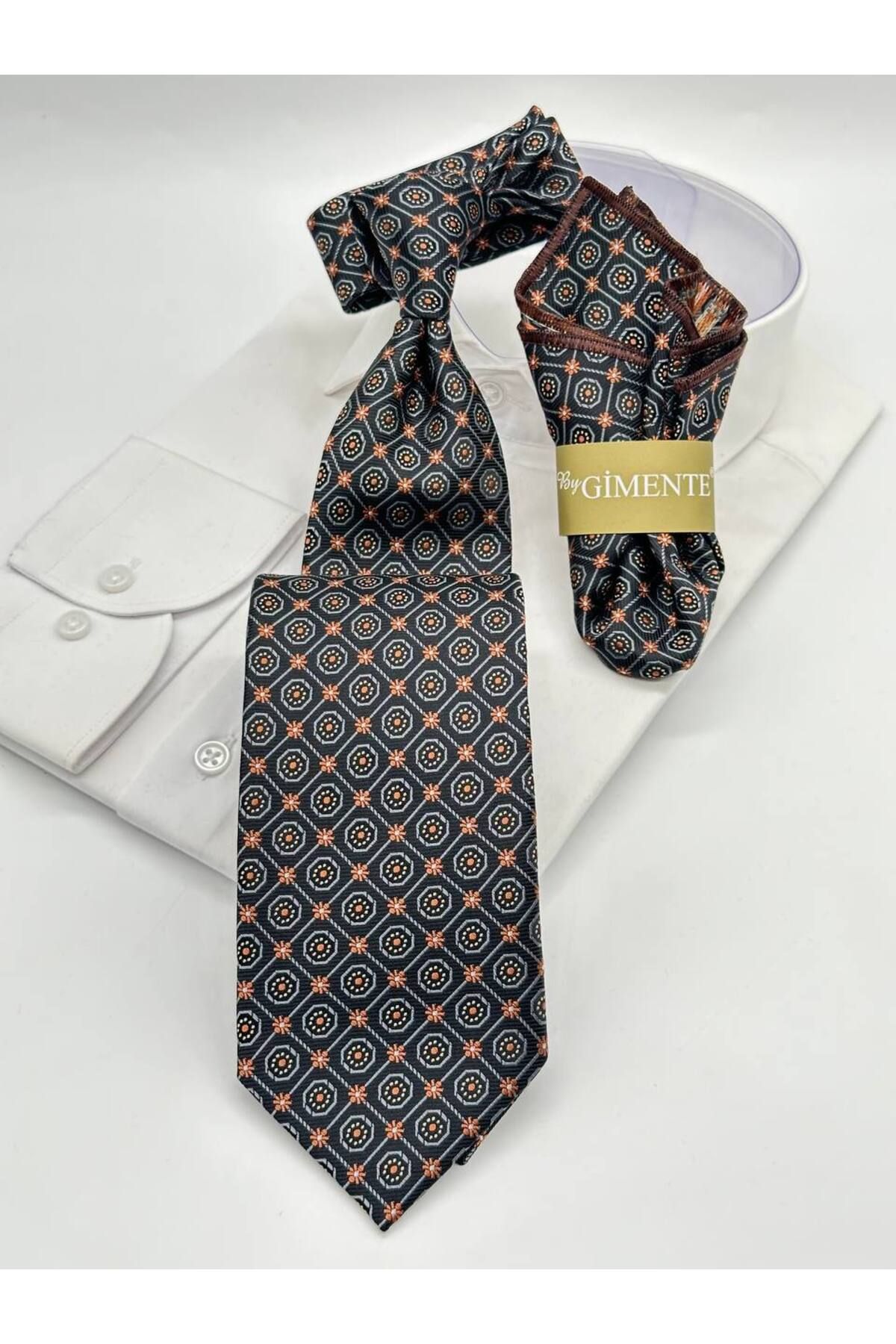 Gutiero-Smoked Patterned Classic Handkerchief Tie 1