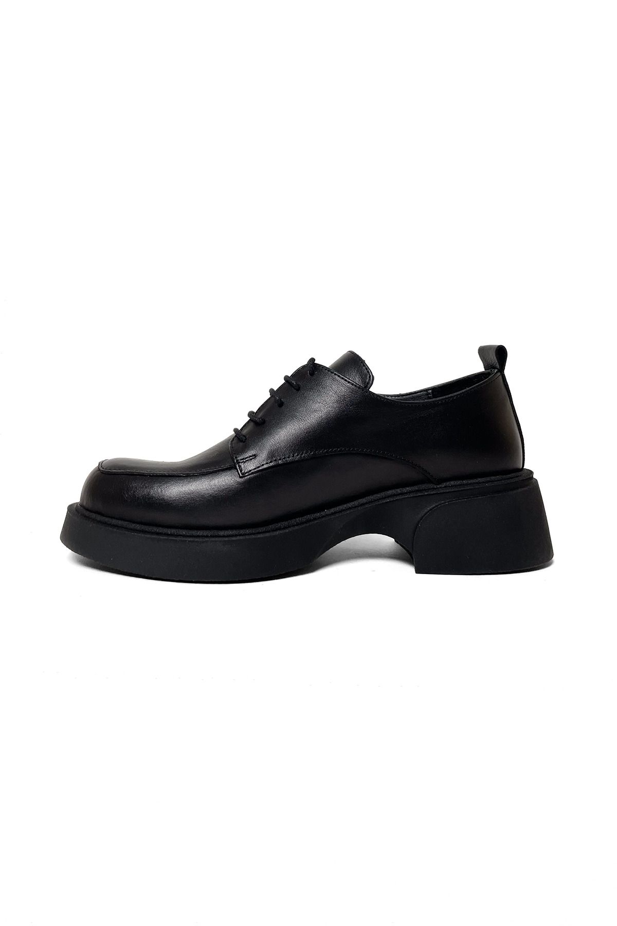 RABU-Black Women's Oxford Lace-Up Thick Sole Casual Shoes 3