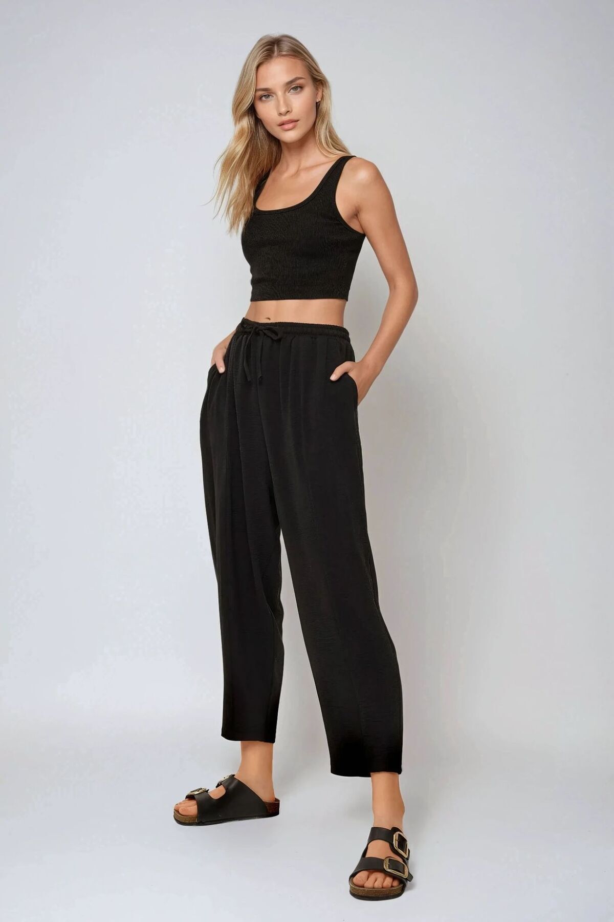Hiccup-Stretchy Waist Relaxed Fit Pleated Trousers 3