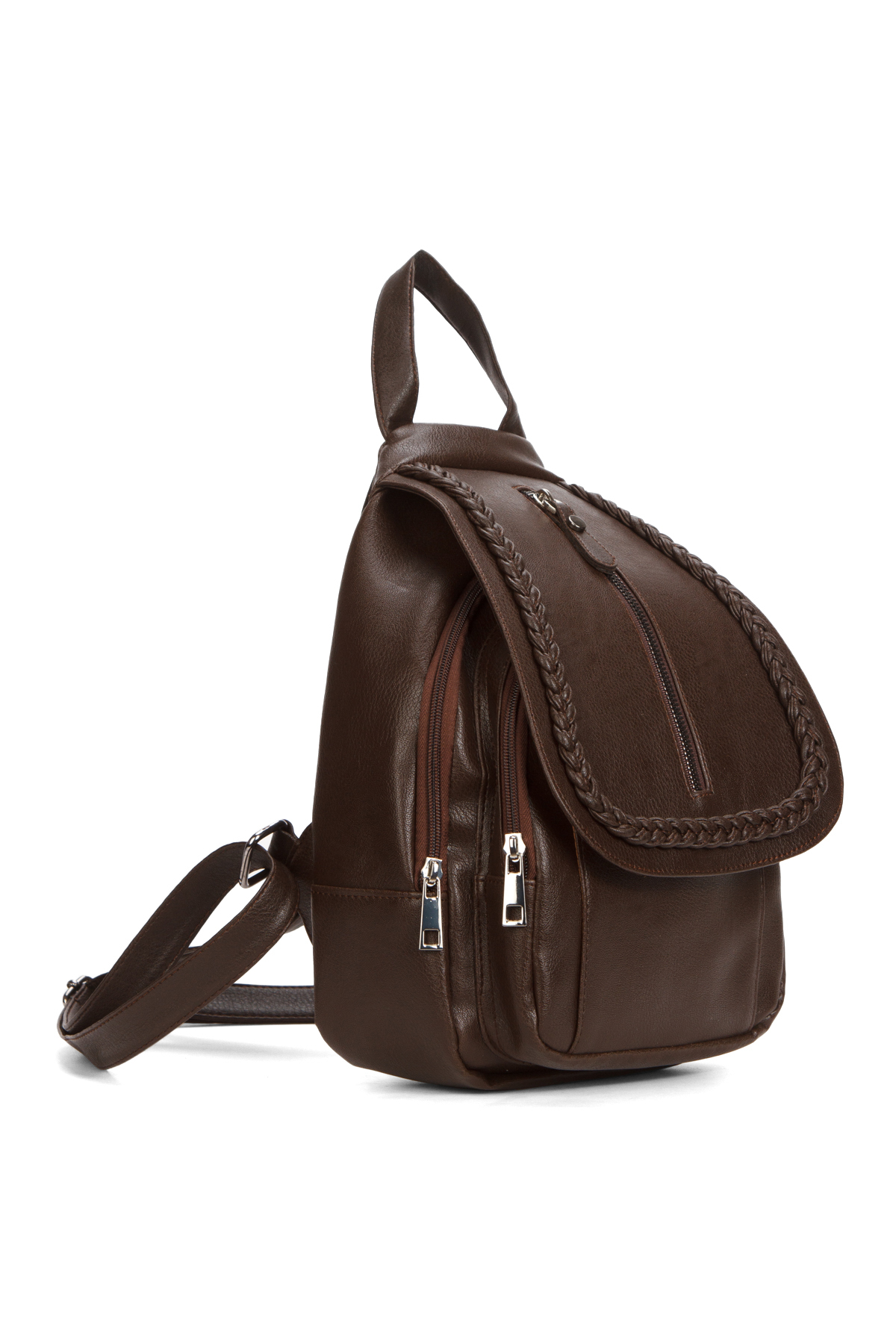 By Hakan  GK66 KADIN SIRT ÇANTASI GÜNLÜK KULLANIMA UYGUN ÖRGÜ MOTİFLİ KAPAKLI ÇANTA KAHVERENGİ - Görsel 5