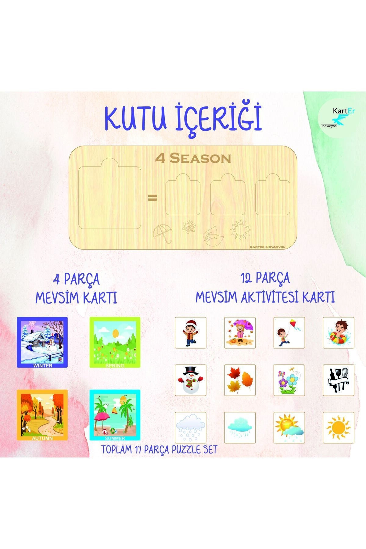 Karter İnovasyon Ahsap Mevsim Tahtasi,Mevsimleri Ögreniyorum,4 Mevsim, Ahsap Egitici Set,Ahsap Oyuncak,Montessori Set fotoğrafı 3 (önizleme)