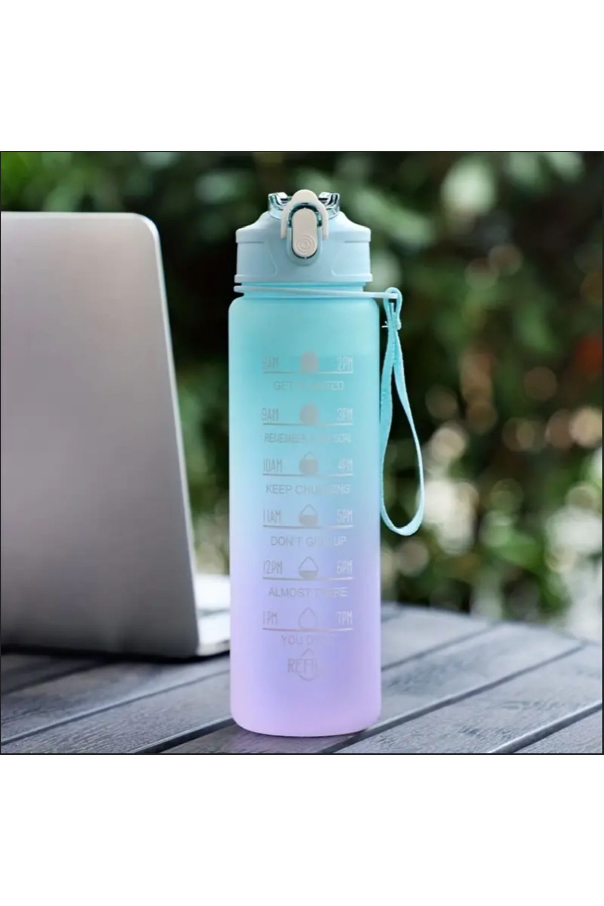 Choice-Green 700ml Inspirational Outdoor Sports Water Cup With Time Scale And Drop-Resistant Lid - Portable 1