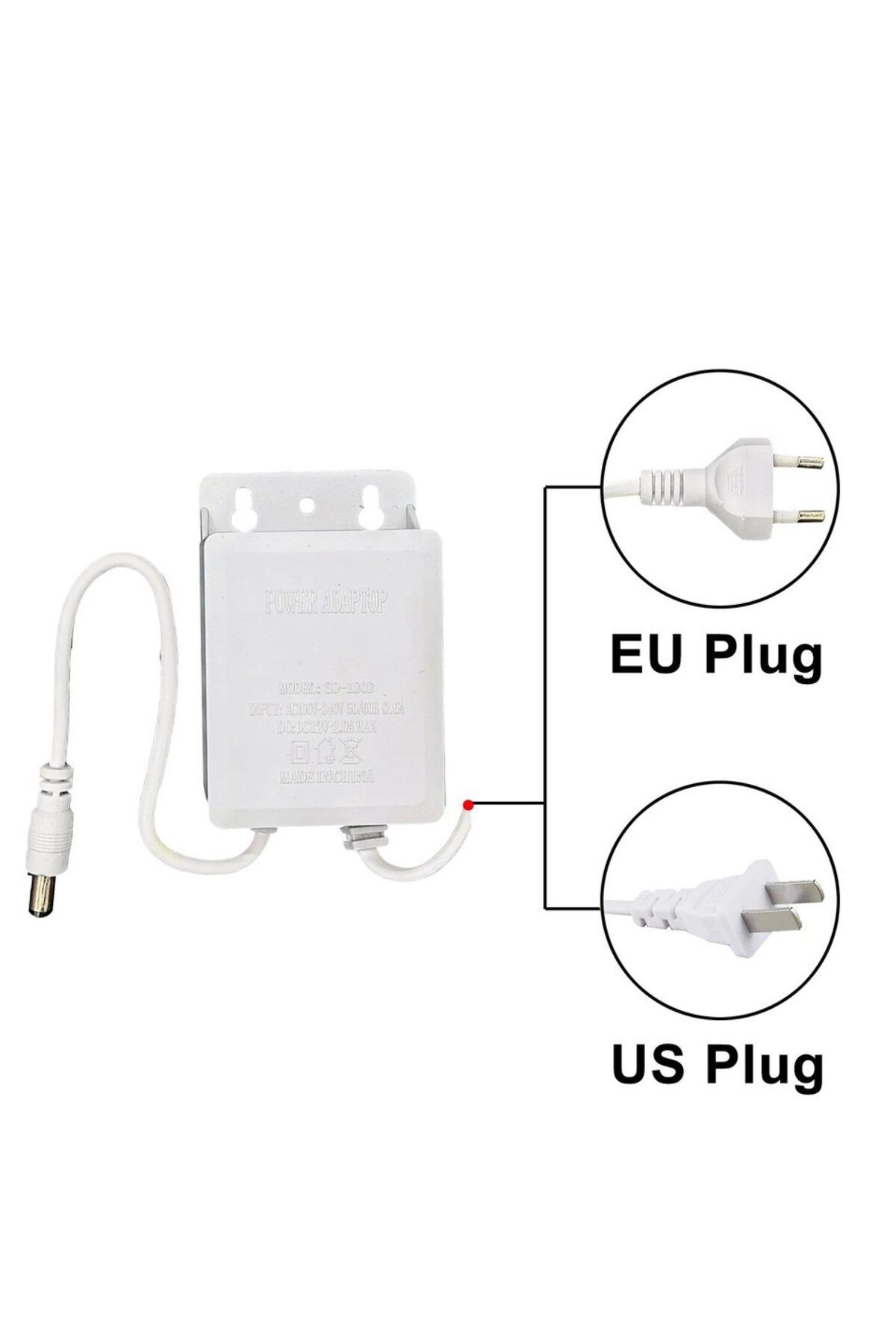 JIENUO-European standard Power Adapter US/EU Outdoor Waterproof AC 100-240V Input DC 12V Volt Output Supply 2