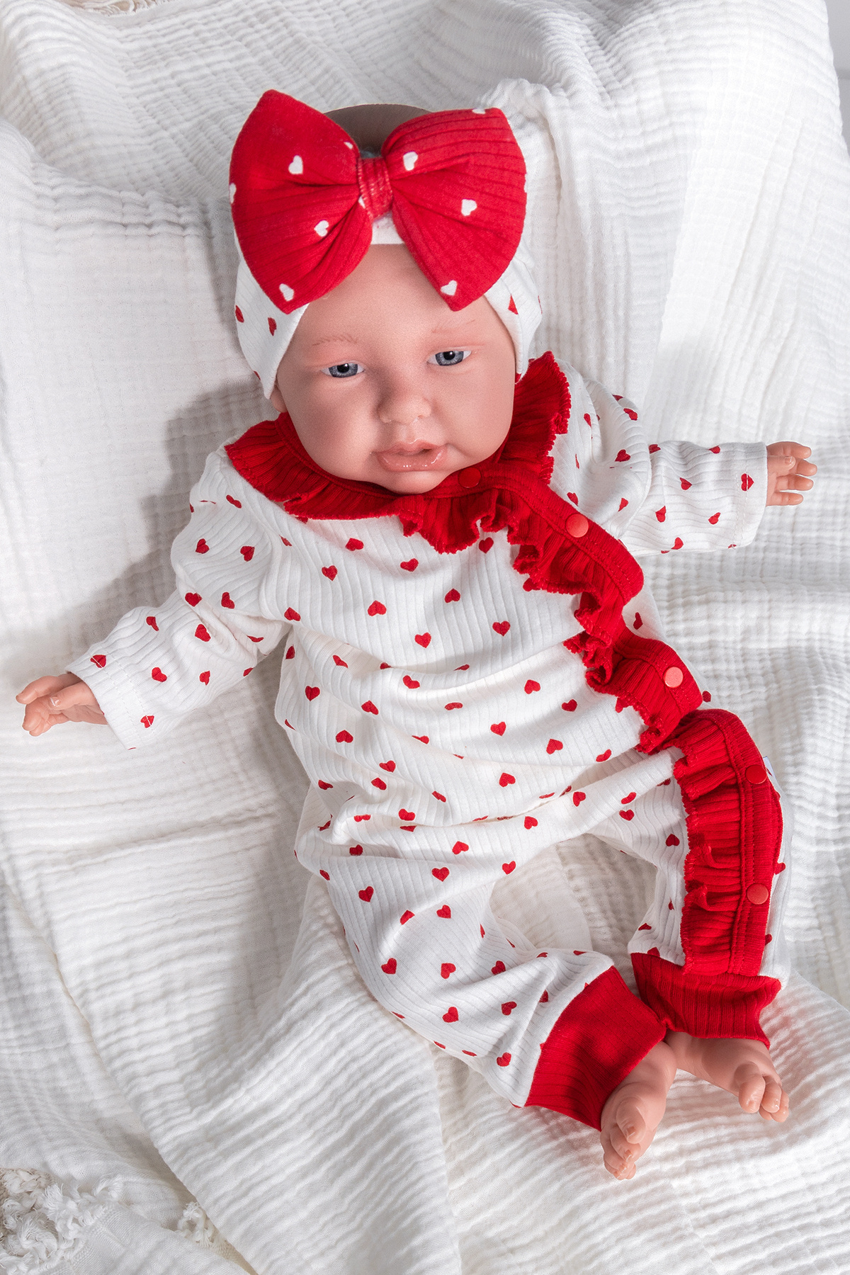 Babymod-Baby Girl Romper Set with Heart Ruffle Bandana 4