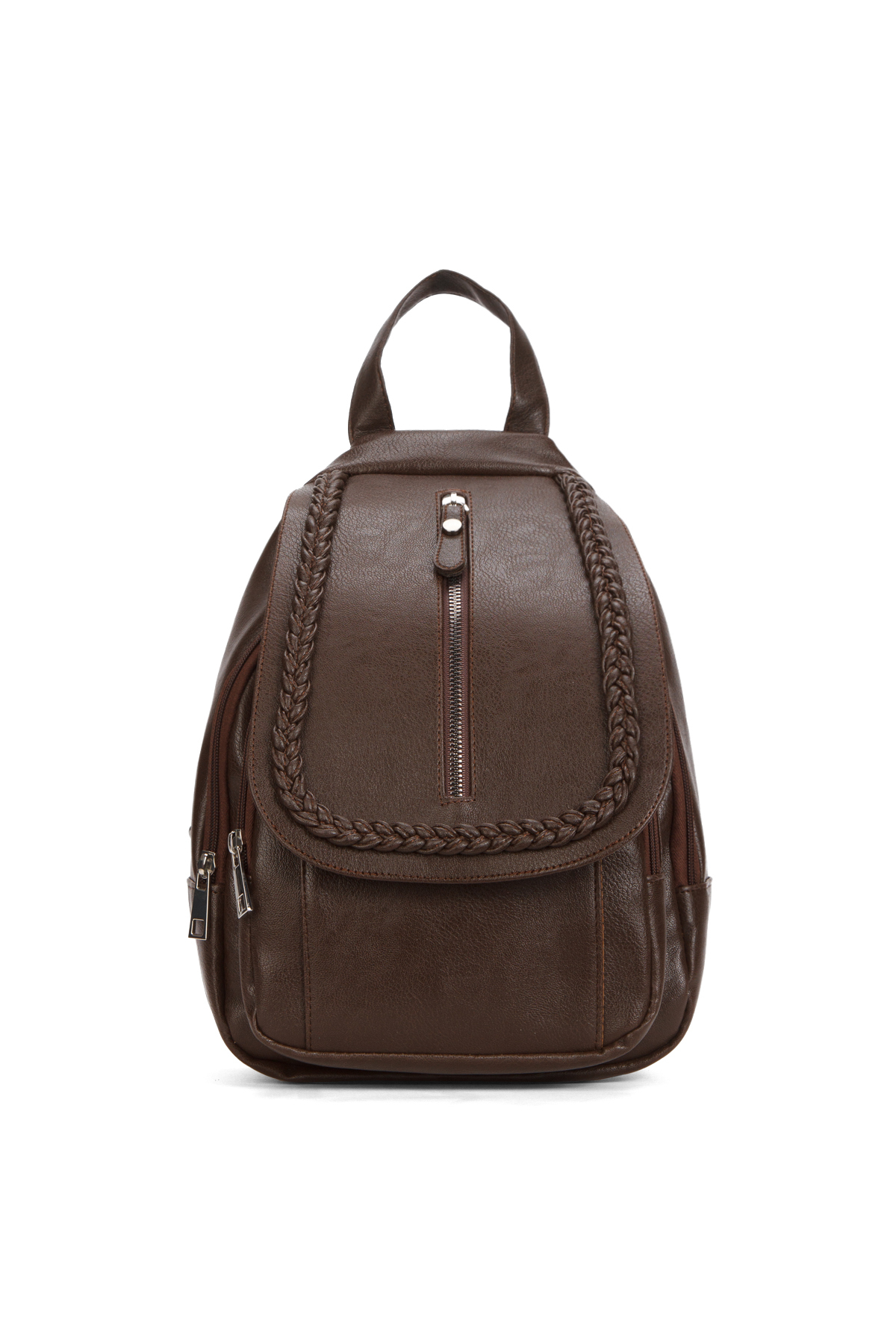 By Hakan  GK66 KADIN SIRT ÇANTASI GÜNLÜK KULLANIMA UYGUN ÖRGÜ MOTİFLİ KAPAKLI ÇANTA KAHVERENGİ - Görsel 4