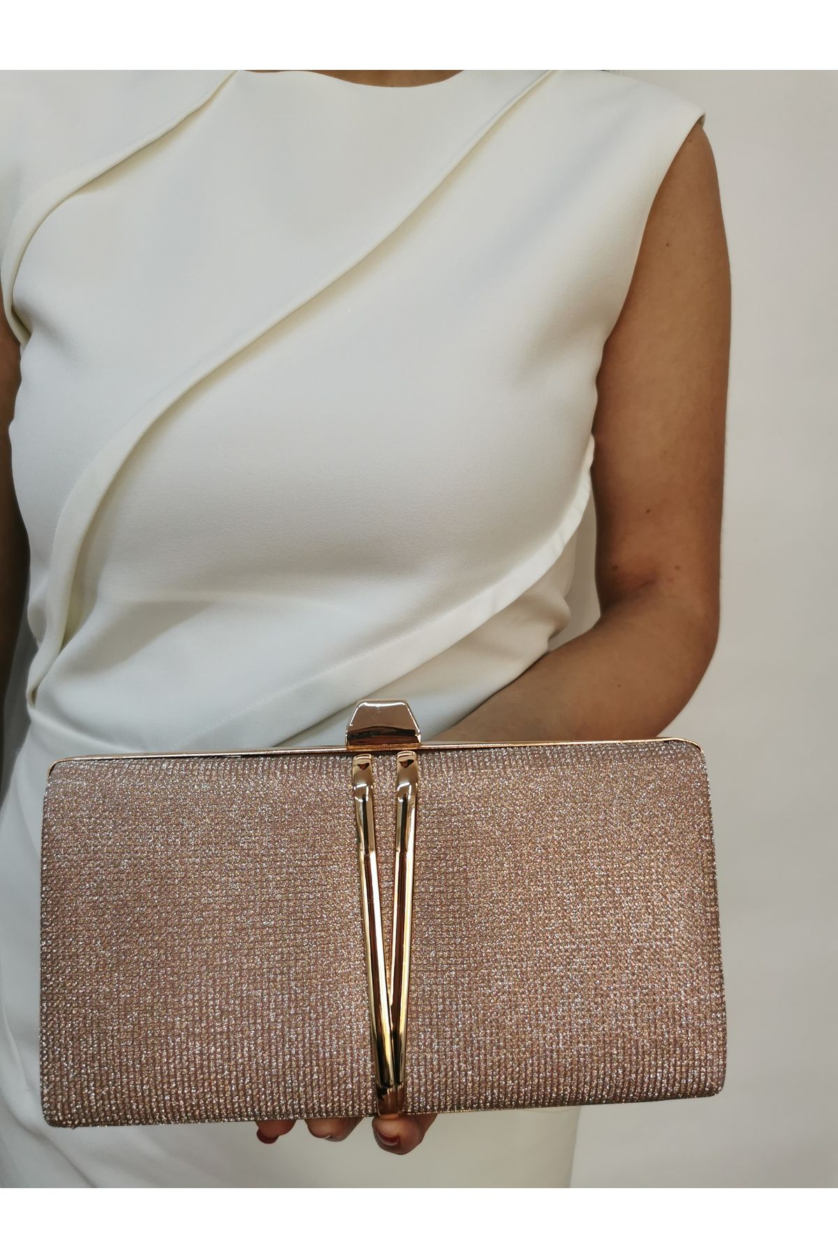 BEEGİ CONCEPT KADIN BİG PUDRA ABİYE CLUTCH GECE ZİNCİRLİ DÜĞÜN ÇANTASI