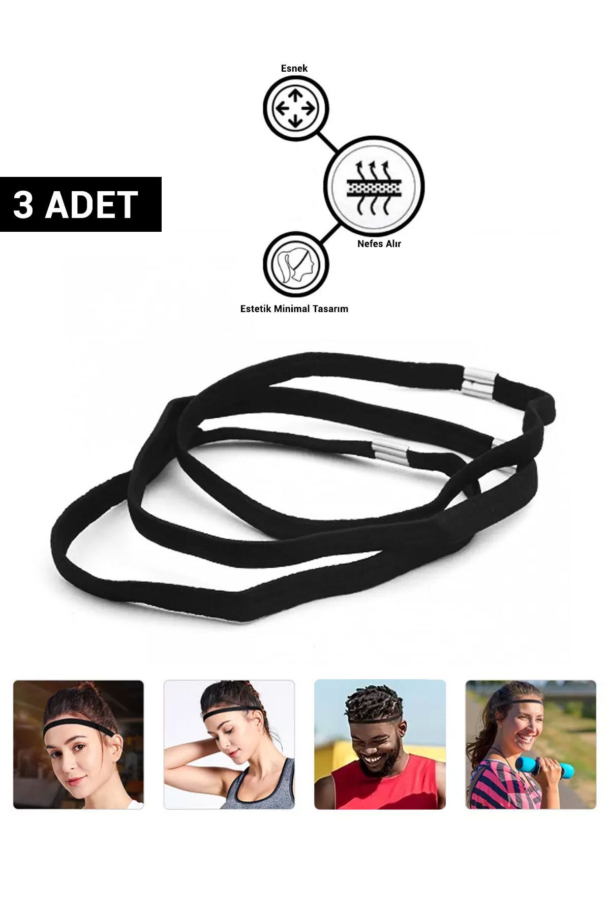 BiWini Kaymaz Sporcu Saç Bandı – İnce, Elastik | Fitness, Koşu, Yoga & Antrenman için Unisex (5MM)