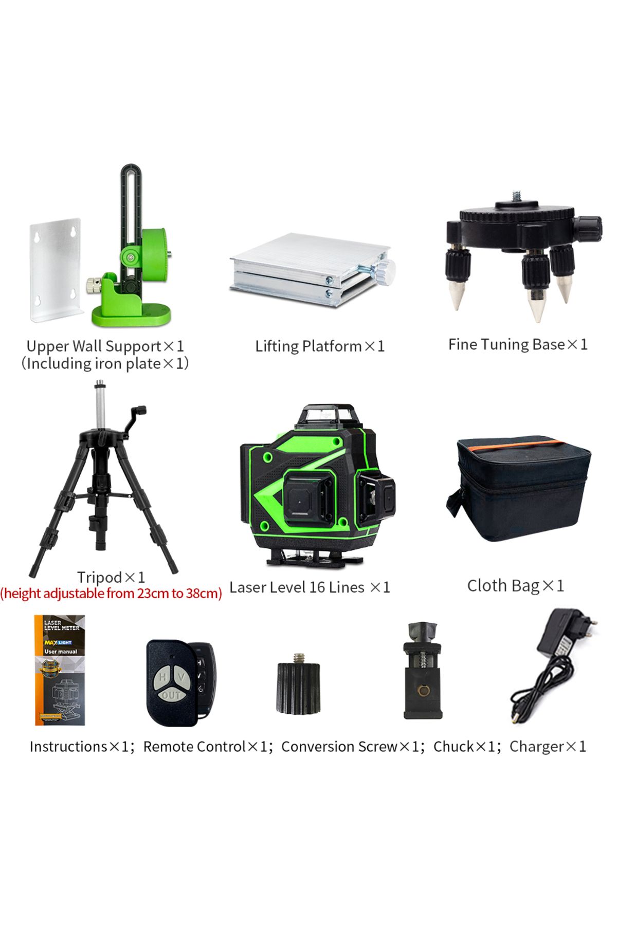 Honminda-16-002-32-h 16 Line 4d Laser Level, Green Line Self Leveling, 360 Horizontal And Vertical Ultra Stro 1