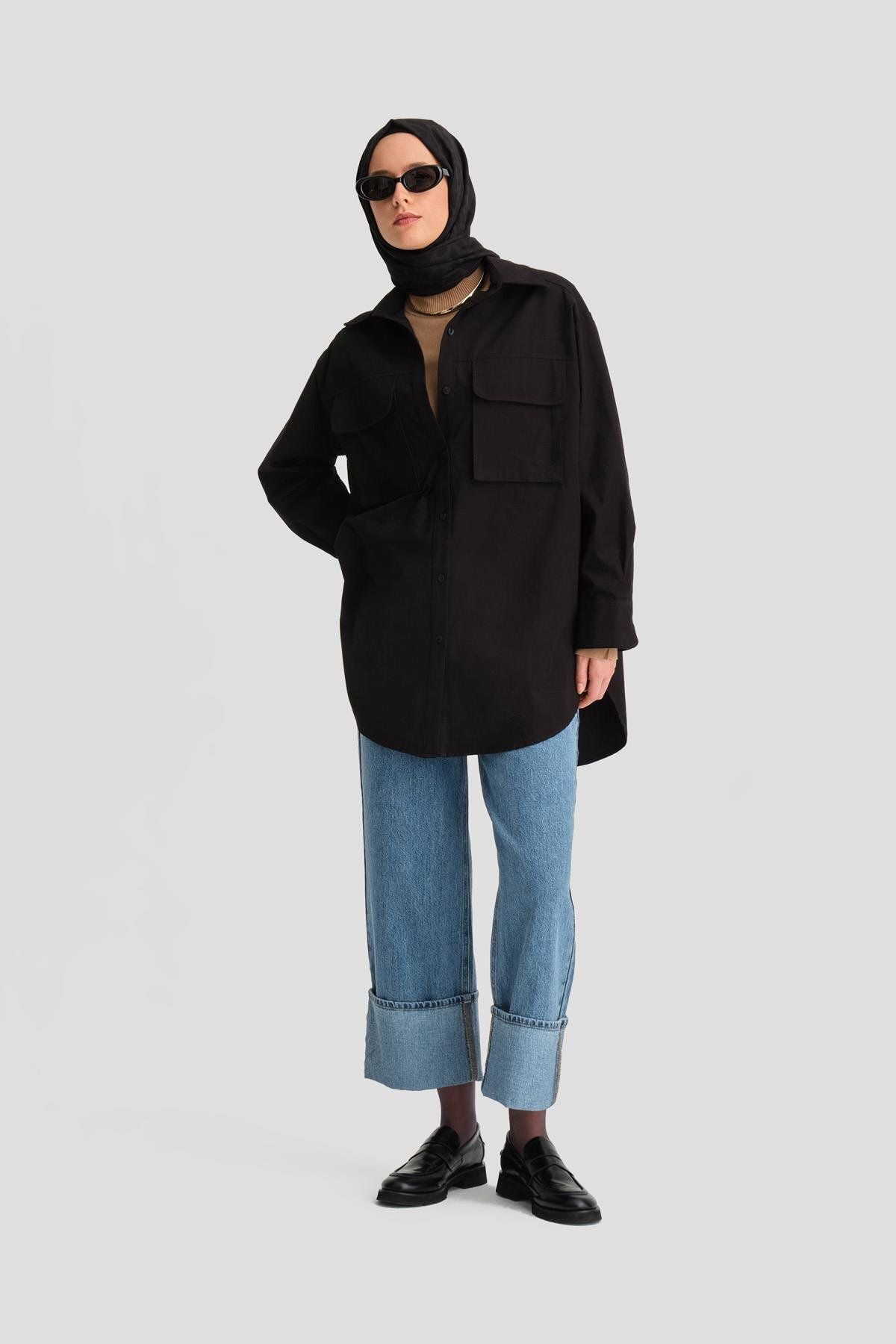 کت جیبی پیراهن گاباردین 24k3603 مشکی Armine