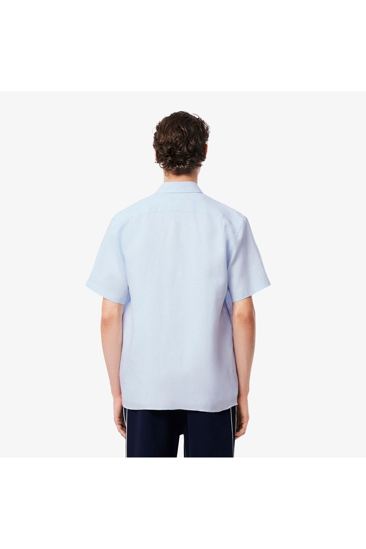پیراهن / بلوز دکمه دار آبی مردانه مشکی متناسب با آستین کوتاه Lacoste
