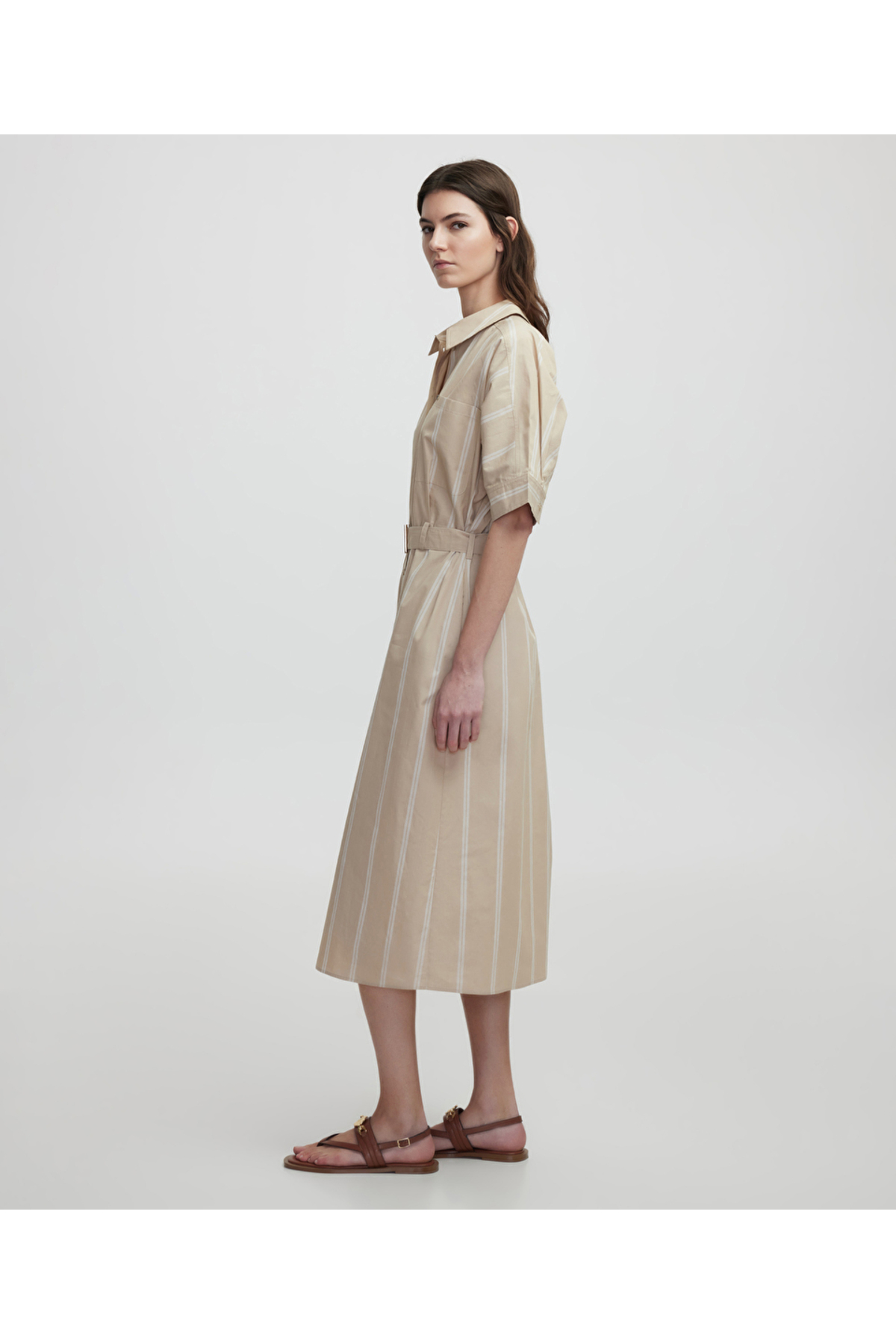 İpekyol  Çizgi desen poplin elbise - Görsel 5