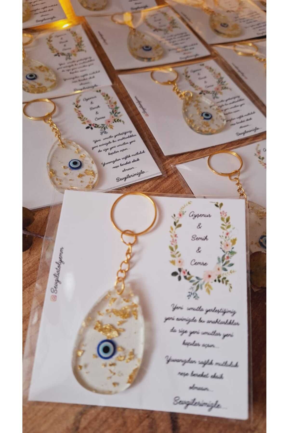 sevgiliatolyemm mutluluk getirmesi dileğiyle-Keyring with Evil Eye Beads 10 Pieces Circumcision Birthday Newborn Gifts 3