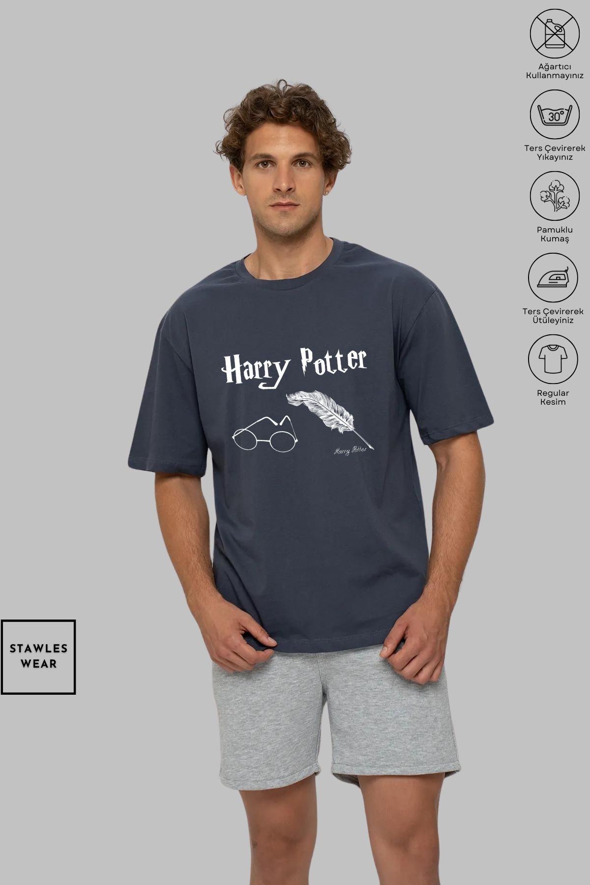 stawleswear-Unisex Oversize Crew Neck Cotton Harry Potter Printed Short Sleeve T-Shirt 1