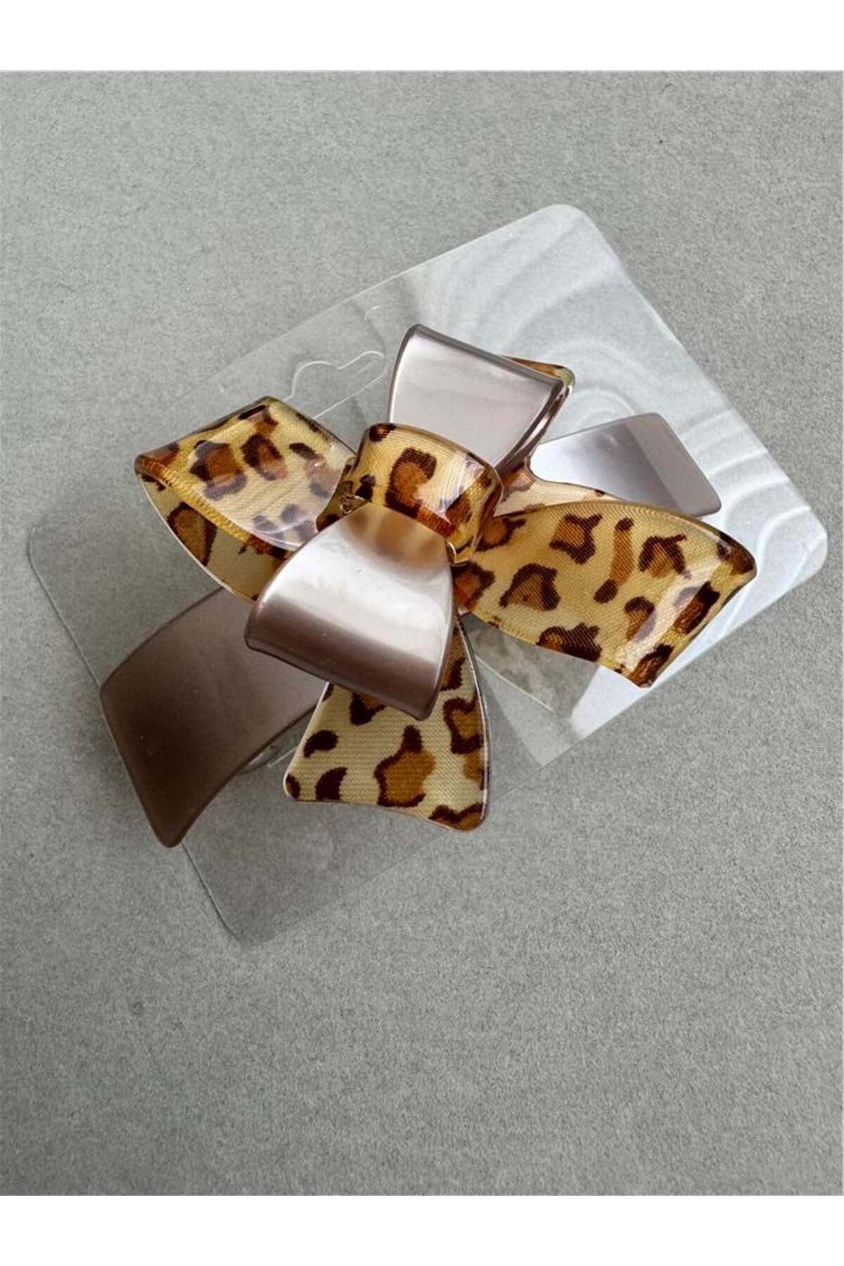 Pelin Aksesuar-Leopard Print Bow Automatic Buckle - 1 Model 1