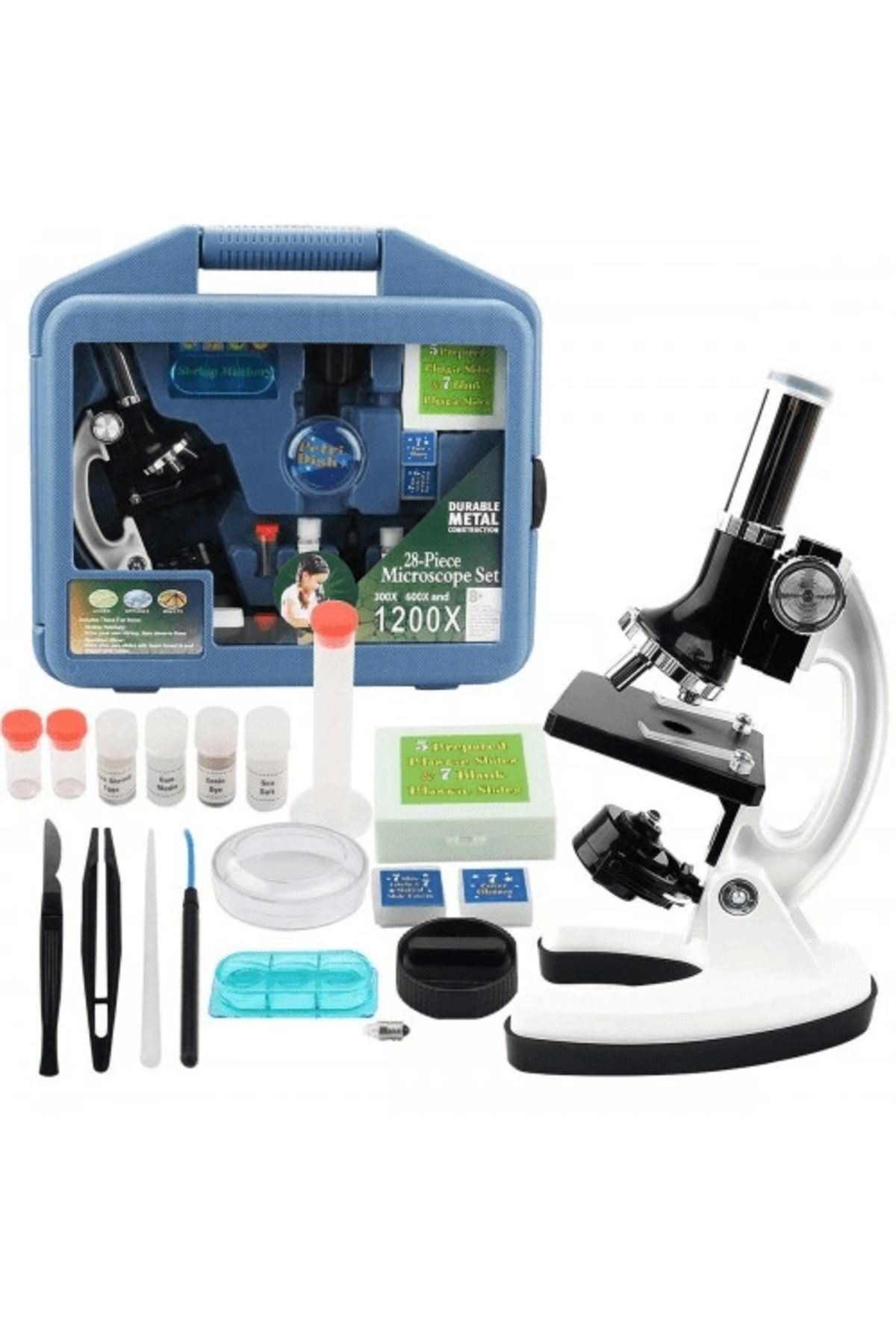OEM -mikroskop Taşınabilir Set 28 Parça Eğitim Mikroskop Kiti 300x 600x Ve 1200x Çocuklara ( Lisinya )