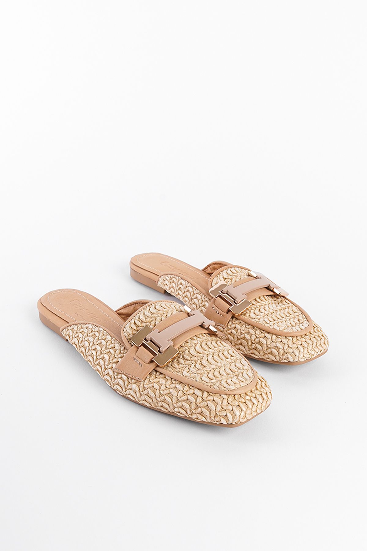 دمپایی نود زنانه Wicker Handikali Leatine چرمی پاشنه کوتاه بسته Capone Outfitters