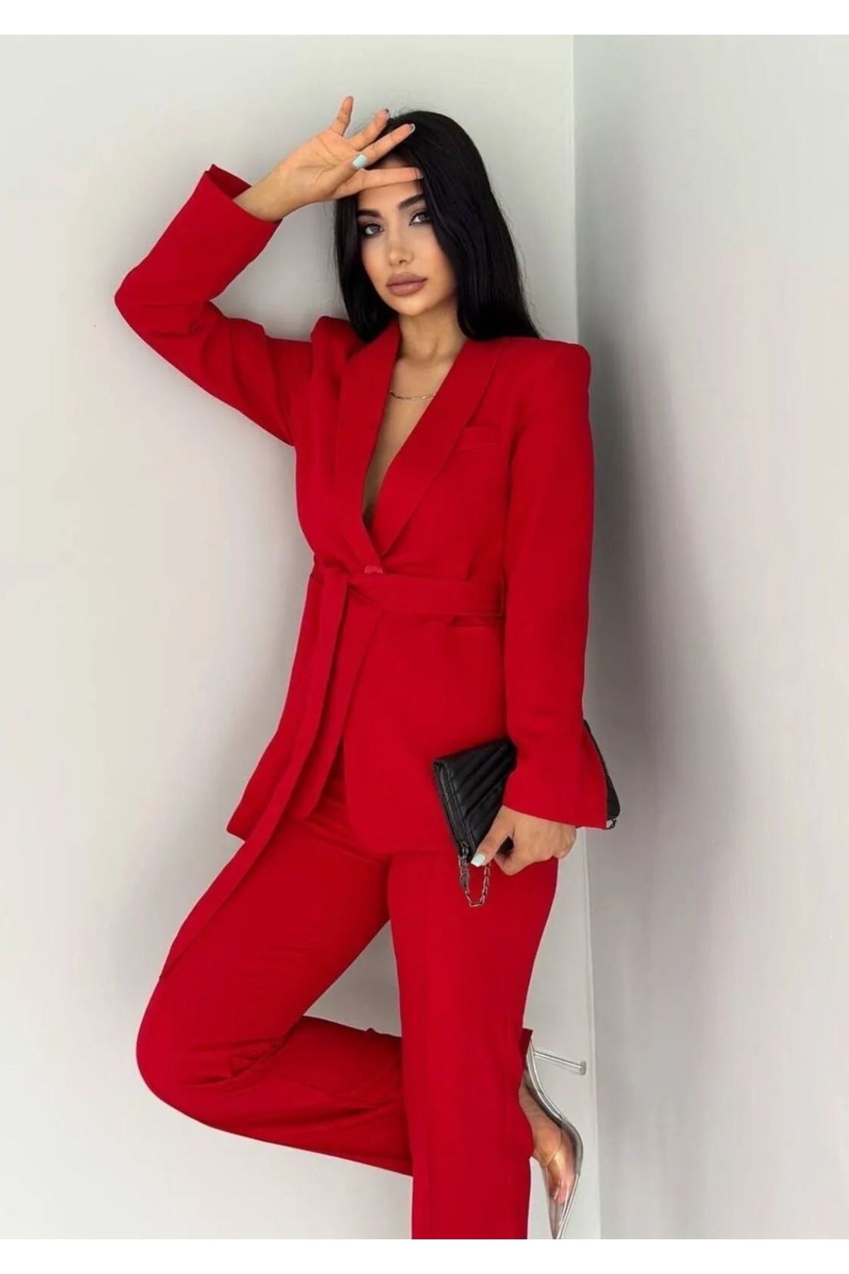 Ekim Store-Double Belted Blazer Jacket Pants Set 5