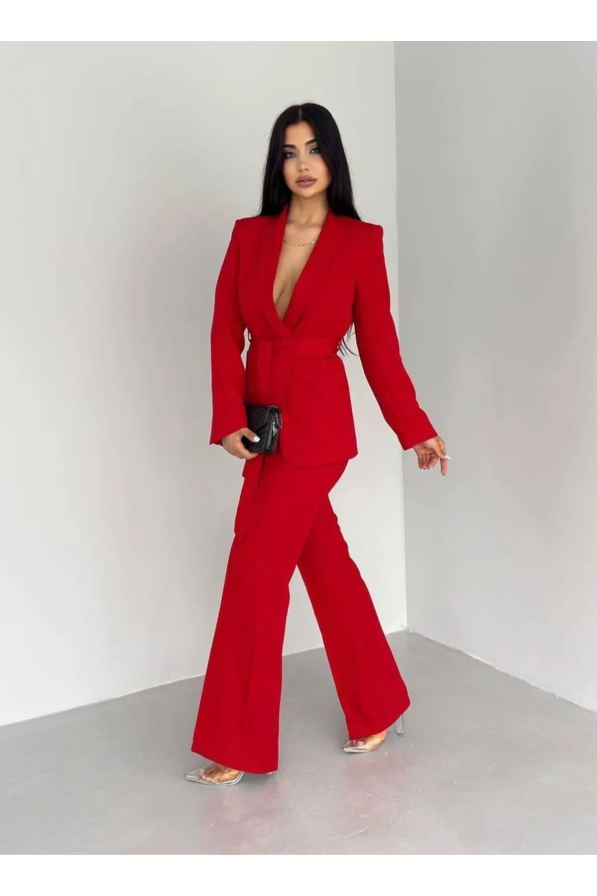 Ekim Store-Double Belted Blazer Jacket Pants Set 3