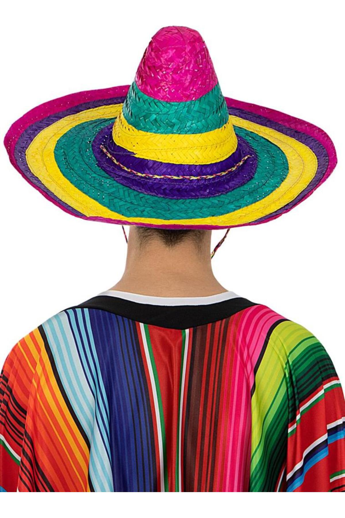 نسی‌ورلد سَمبرِرو کلاه مکزیکی رنگارنگ بافتنی از کاه، سایز بزرگسال