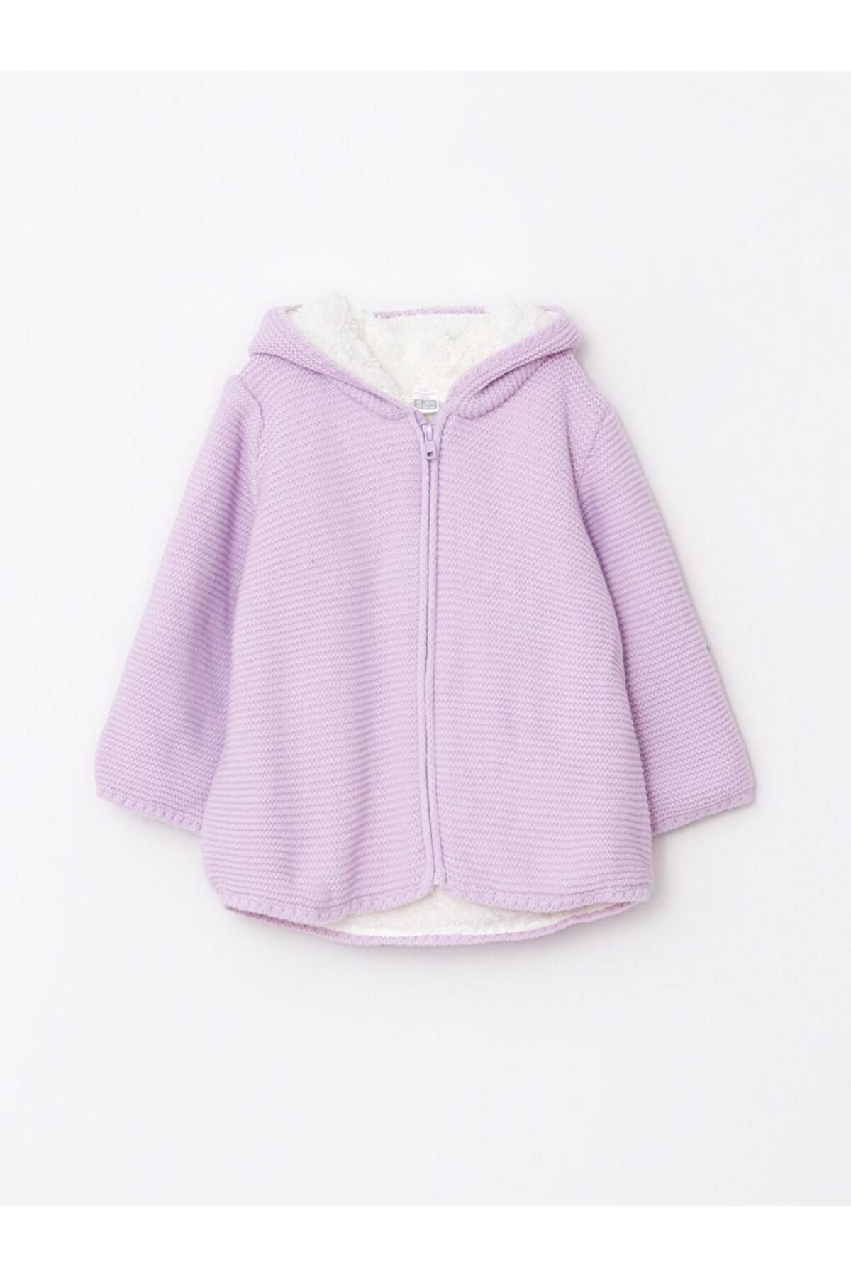 LC Waikiki-Hooded Long Sleeve Basic Baby Girl Knitwear Cardigan 1