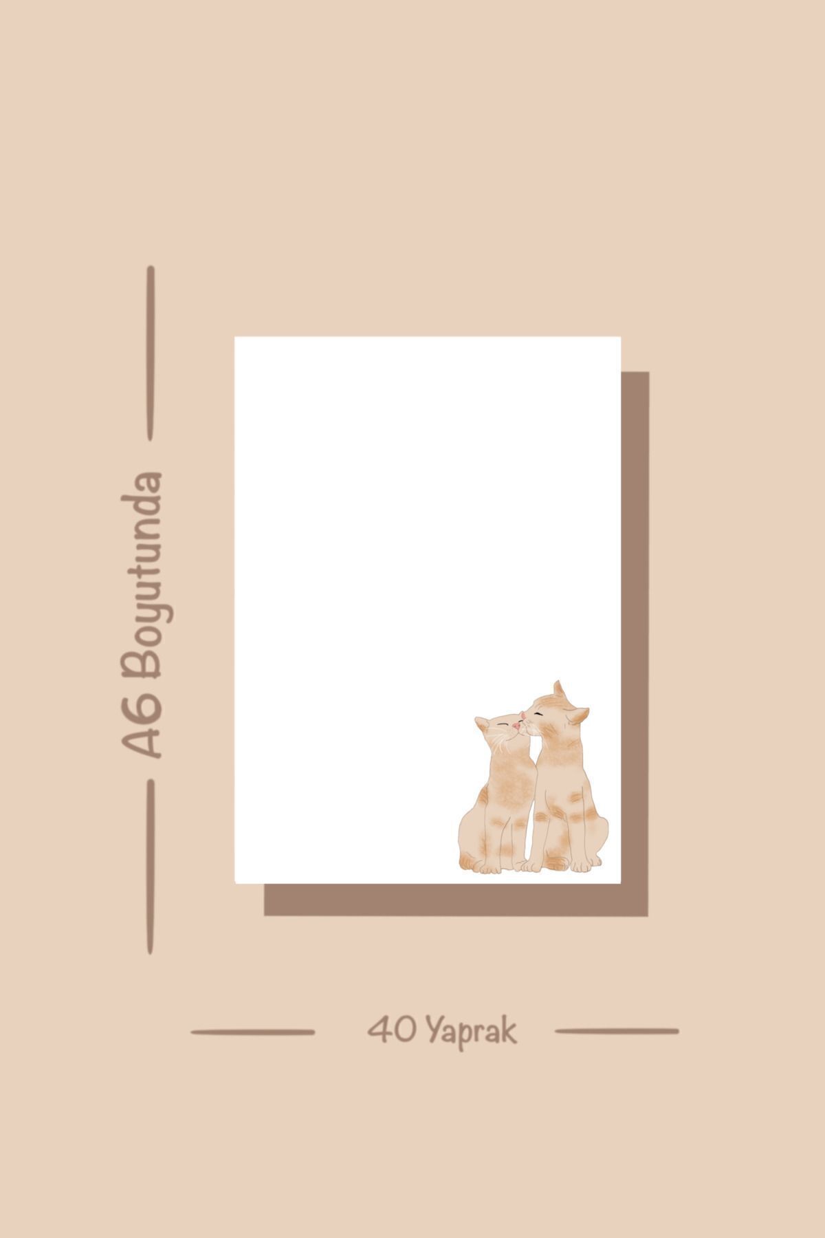 Handeto Kraft-Cat Themed Notepad Check Pluck Notebook, Glue Memo Pad, A6 Notebook, Unlined Notebook 7