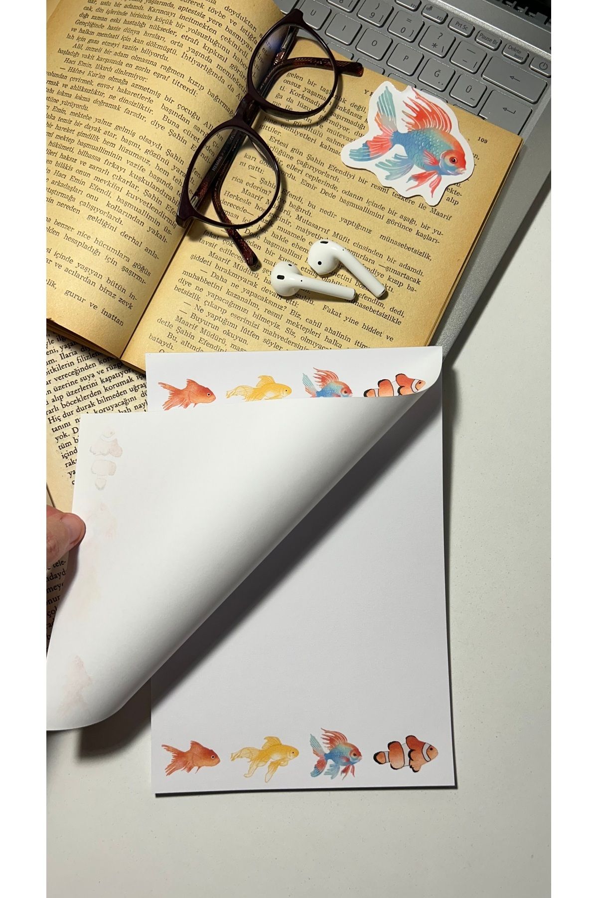 Handeto Kraft-دفتر ملاحظات على شكل سمكة، دفتر ملاحظات مع غراء، دفتر ملاحظات مقاس A5، دفتر ملاحظات غير مبطن 4