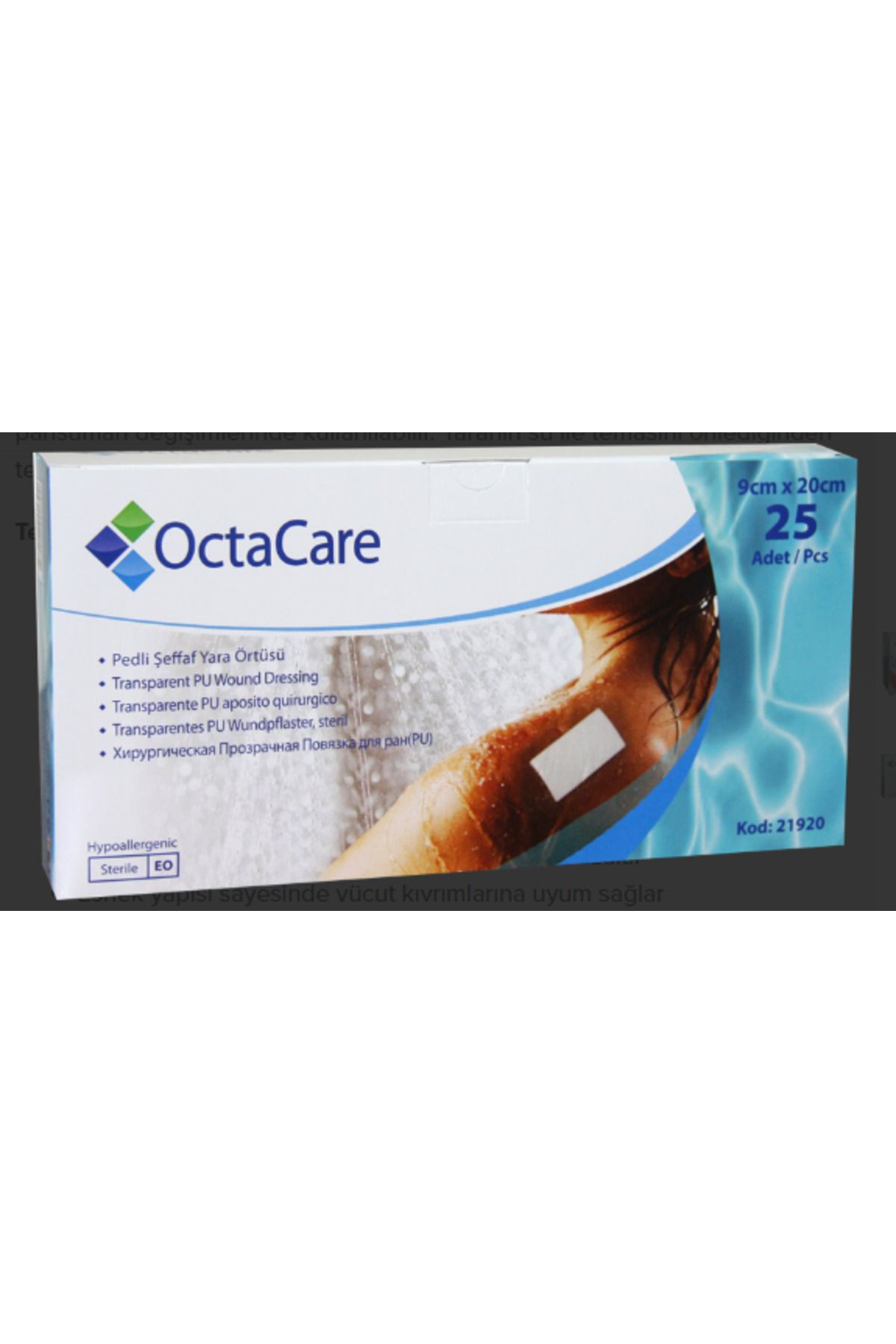 medikaltec OctaCare Şeffaf Yara Örtüsü 9 cm x 20 cm 25 Adet