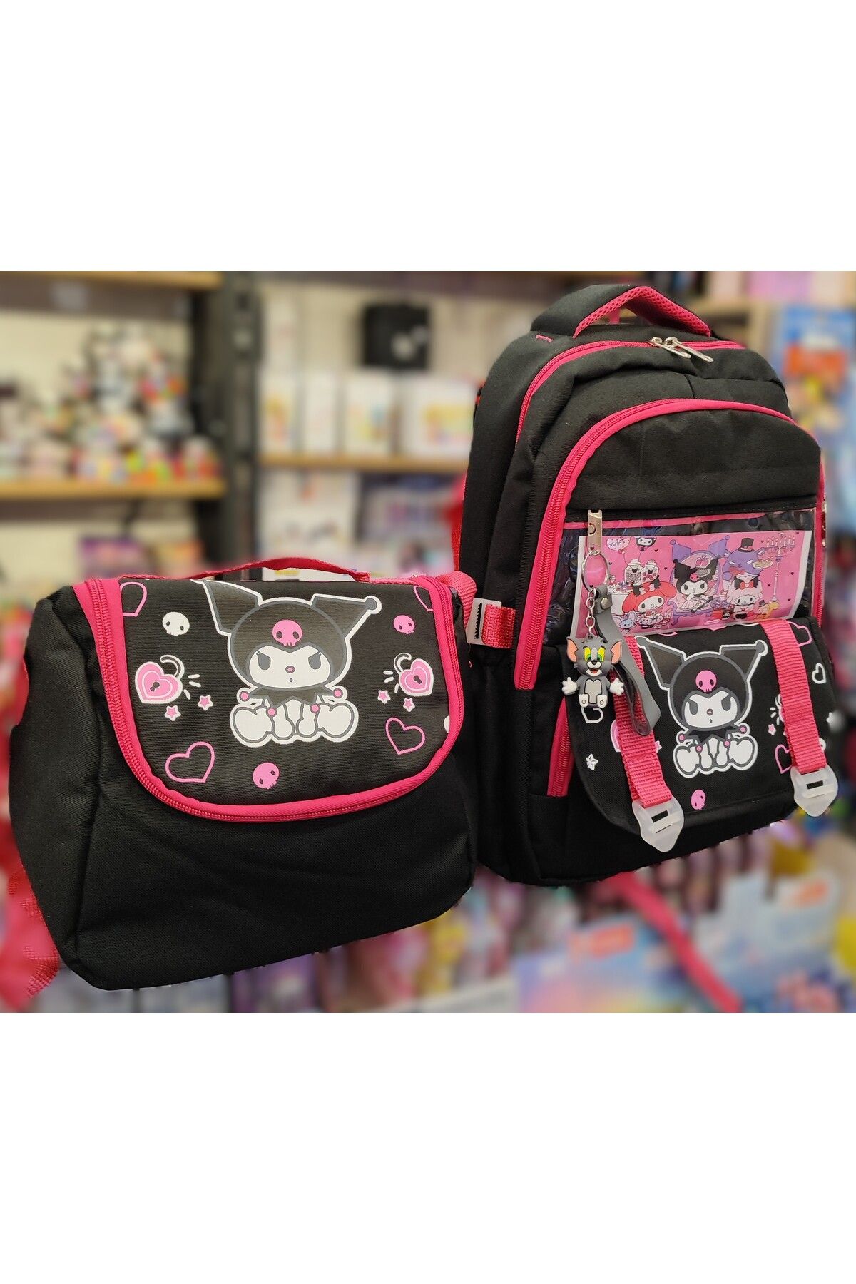 bundle island-Kuromi Figured 4 Compartment Elementary School Backpack + Insulated Lunch Box 1