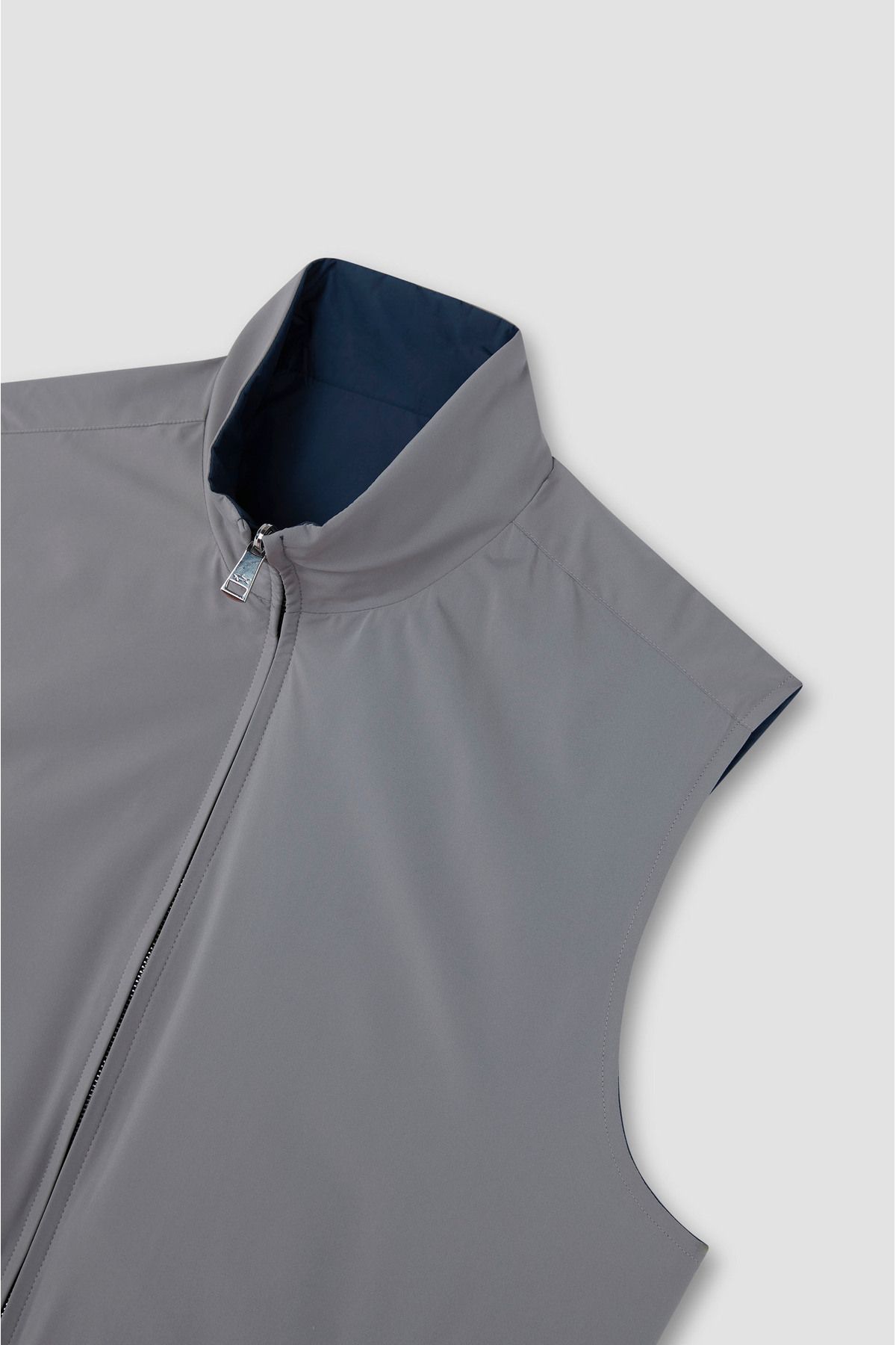 PAUL&SHARK-Men's Double-Sided Wind-Resistant Waterproof Stand-Up Collar Sleeveless Gray Vest 25412614 -325 7