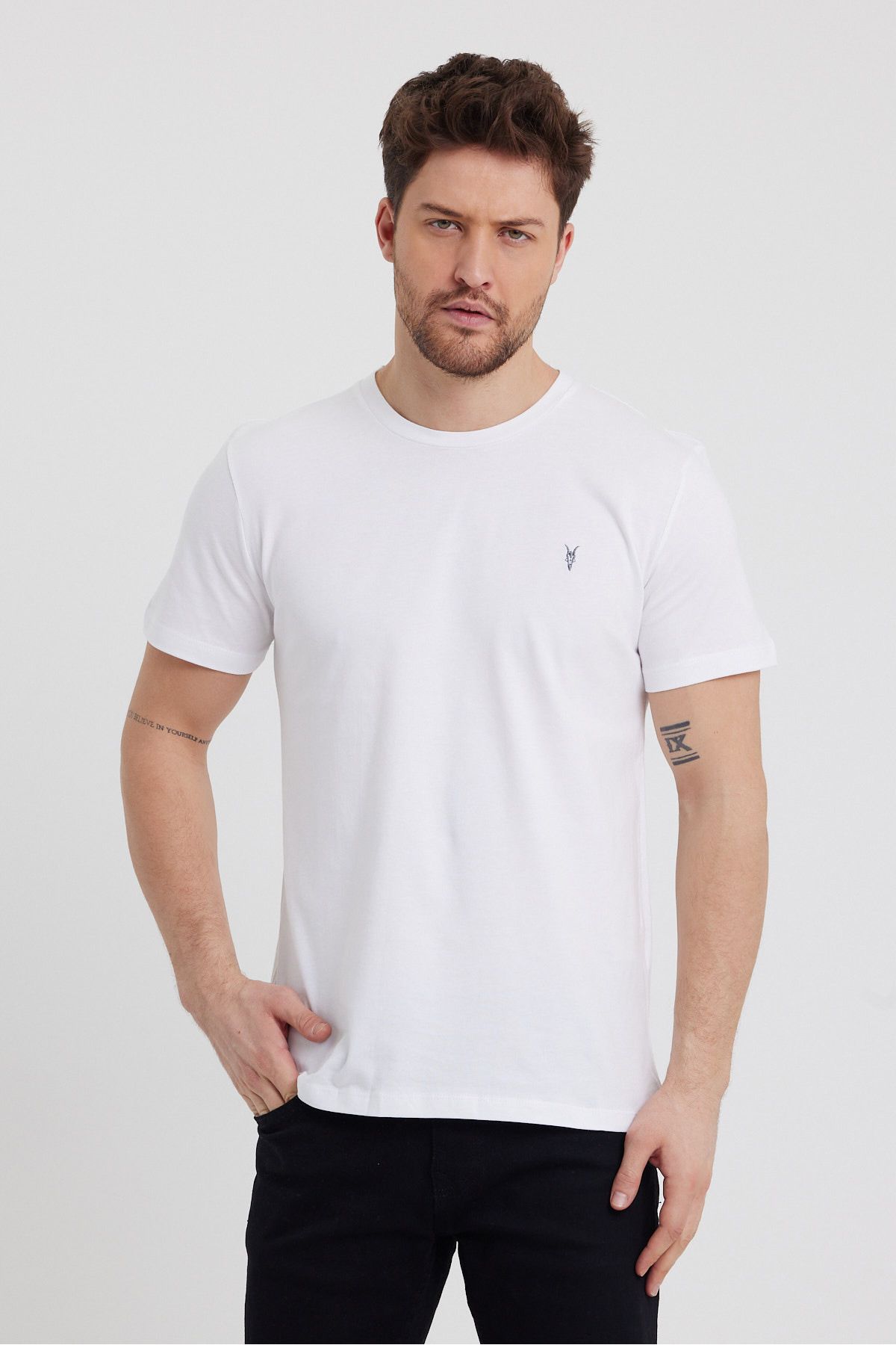 COMBİNE MİCHAİL-Tricou de bază pentru bărbați, 100% bumbac, cu gâtul turn, din 3 piese 4