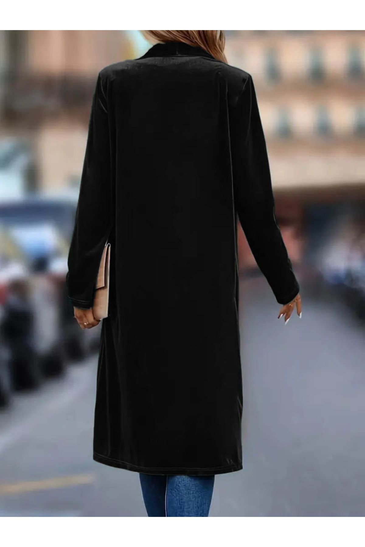 HİGUERA Kadın Uzun Kollu önü Açık Kolları Uzun Midi Ceket