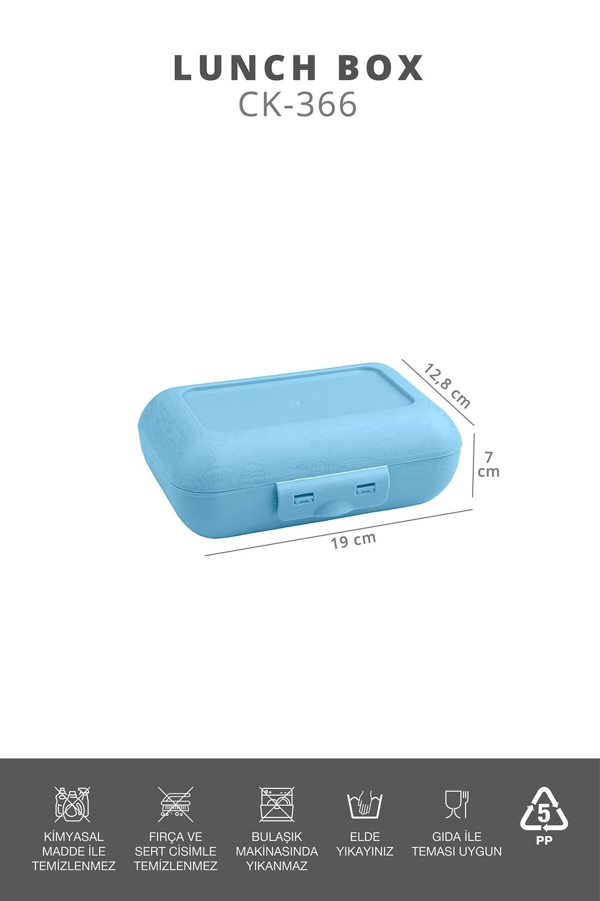 Okyanus Home-Blue Lunch Box 2 Layers 5 Compartments Lunch Box with Fork and Spoon 6