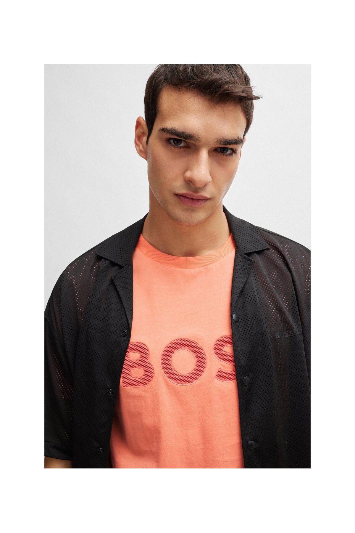 تی شرت قرمز مردانه پنبه برش معمولی T Shirt BOSS