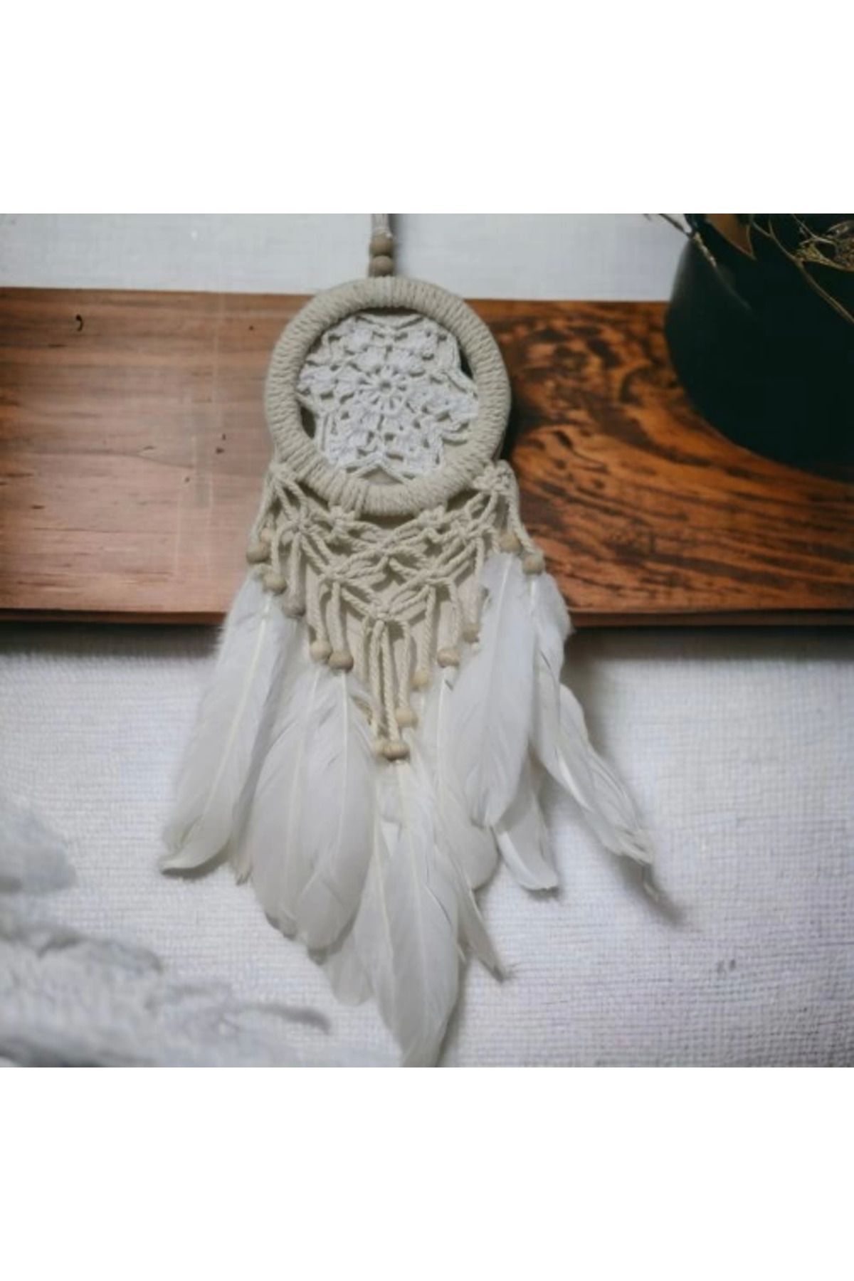 Butik Rüya Kovan Dream Catcher Beyaz Kuş Tüylü