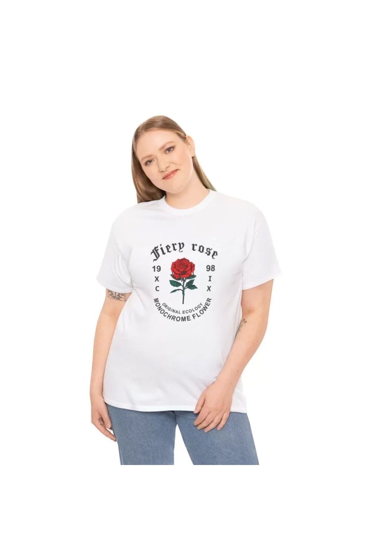 Narnuga Unisex Bisiklet Yaka Baskılı TShirt